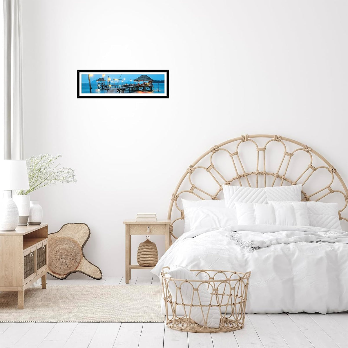 JCJMY 8x24 Picture Frame Set of 4 with 6x22 Mat, Panoramic Picture Frame Display Photo 6x22 with Mat or 8 x 24 Without