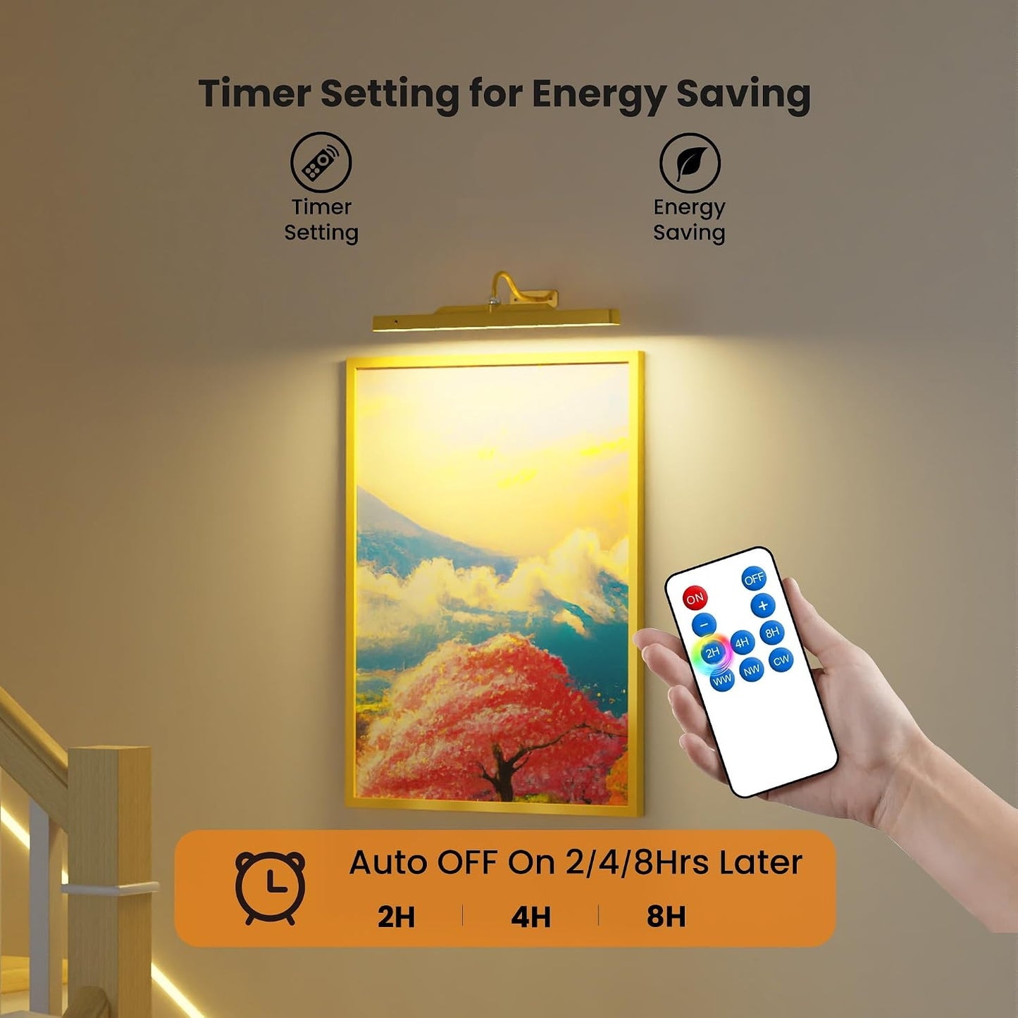 Picture Light Gold 2Pack, 5000mAh Battery Opertated Cordless Picture Lights for Wall, 16in CCT Dimmable with Touch