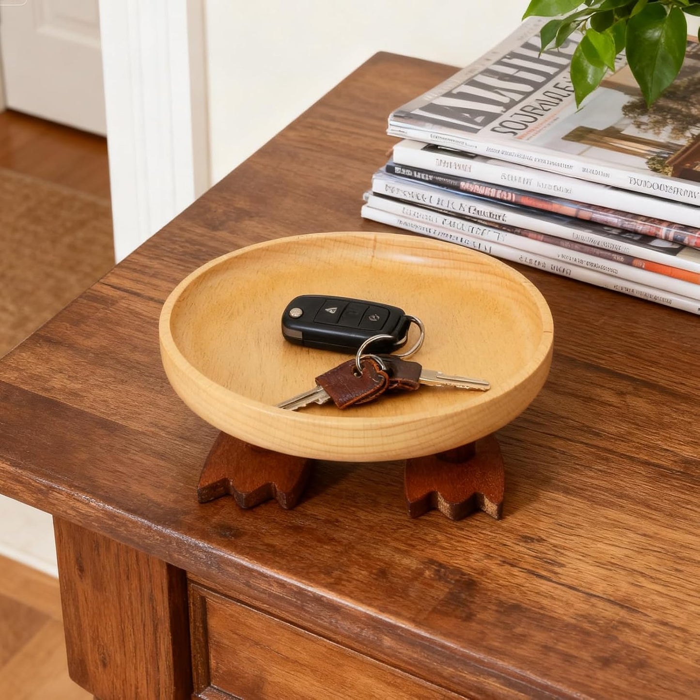 Key Tray / Valet Tray / Natural Wood / Round