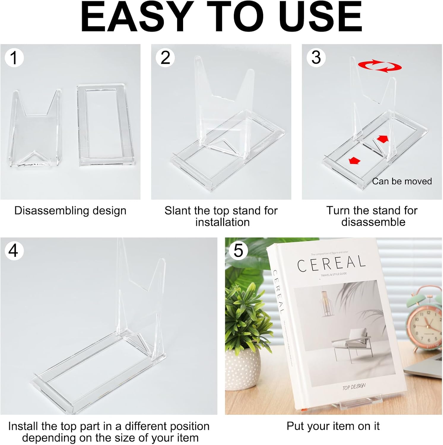24 Pack Acrylic Book Stand for Display Adjustable, 5.91in H | Clear Display Holder Easel Collector Stand for Home