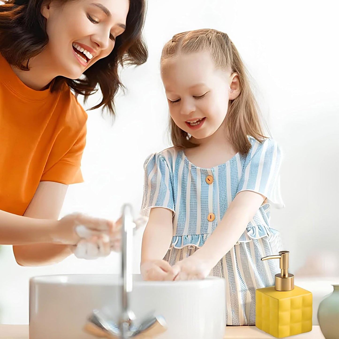 Hand Soap Dispenser Dish Cube Soap Dispenser Countertop 7.44 FL OZ. /220 ML Hand Lotion / Yellow