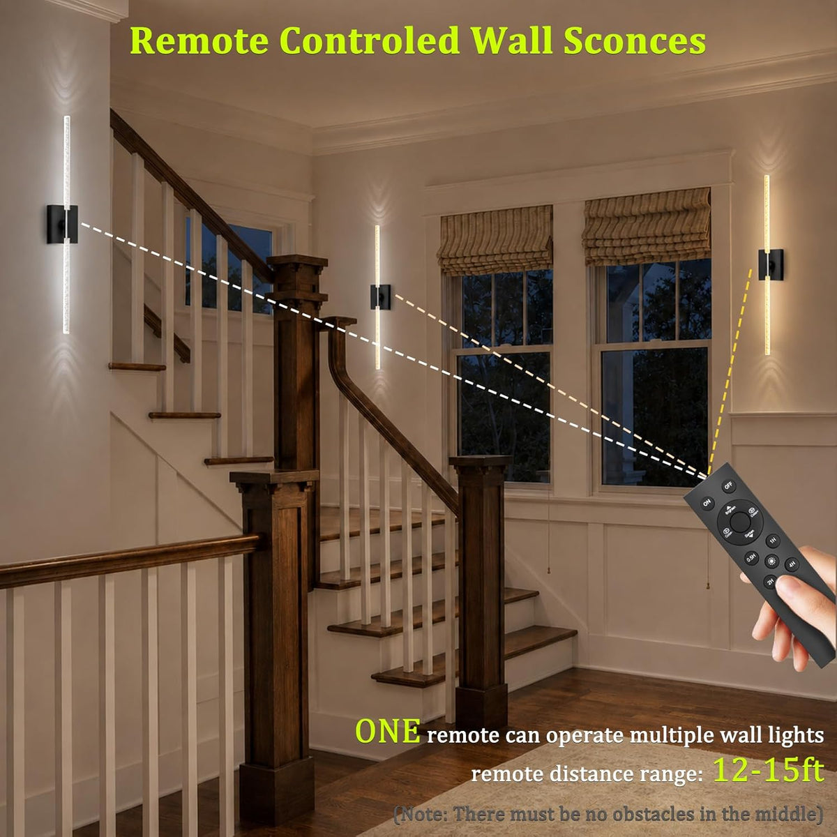 Battery Operated Wall Sconces Set of 2, 10000mAh, Black Bubble | wireless crystal wall lights rechargeable with Remote