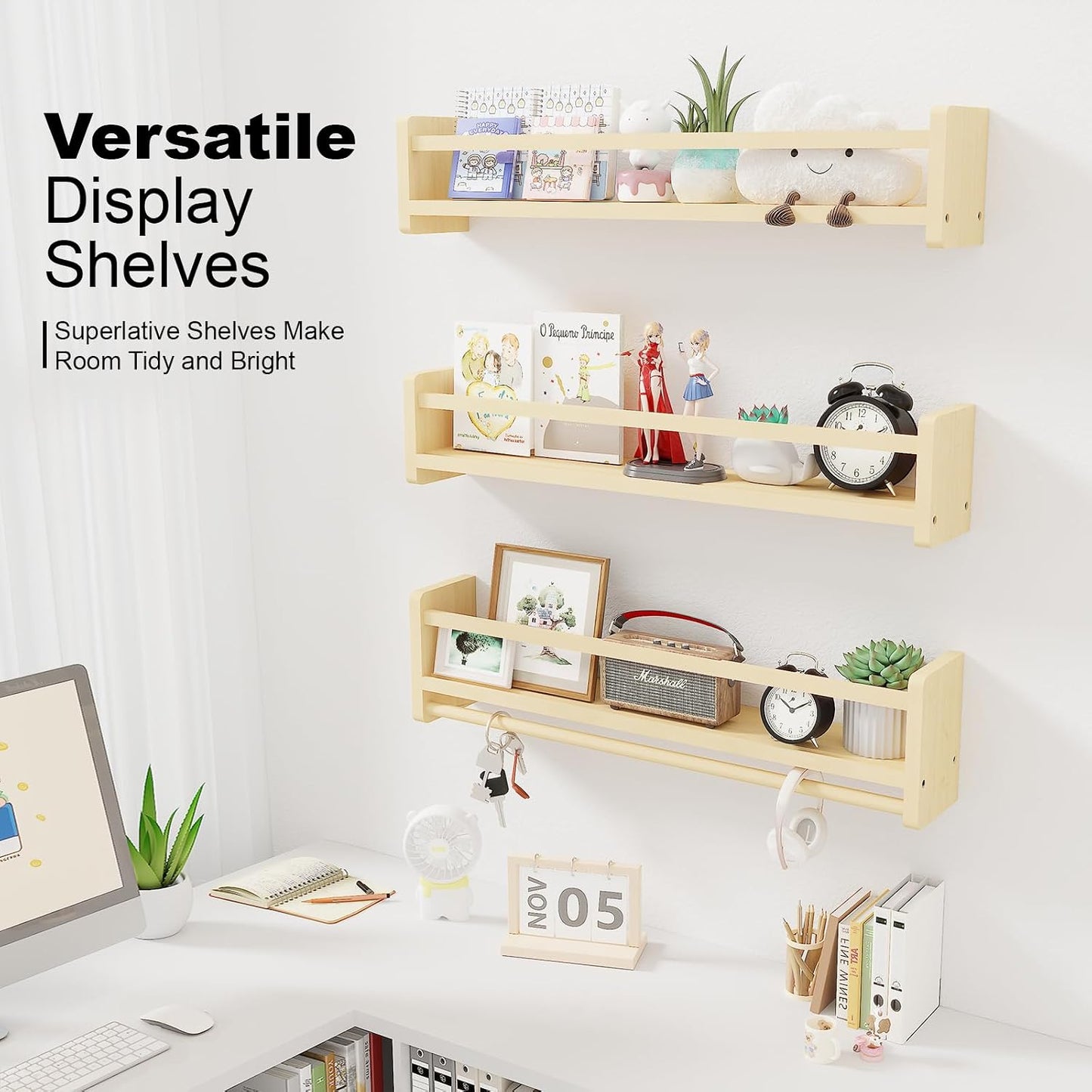 Pine Wood Nursery Shelves / Wooden / 16 In