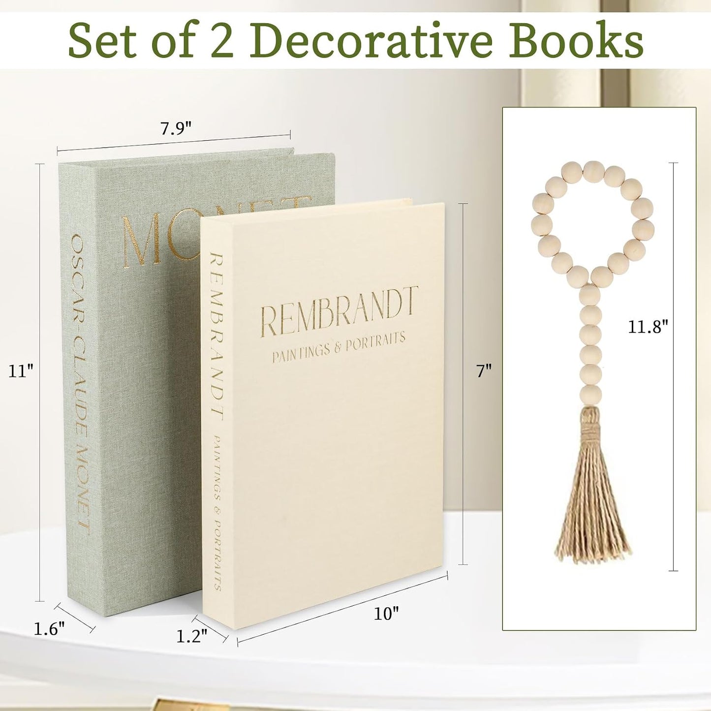 Fake/Faux Books / Green-beige / Set of 2