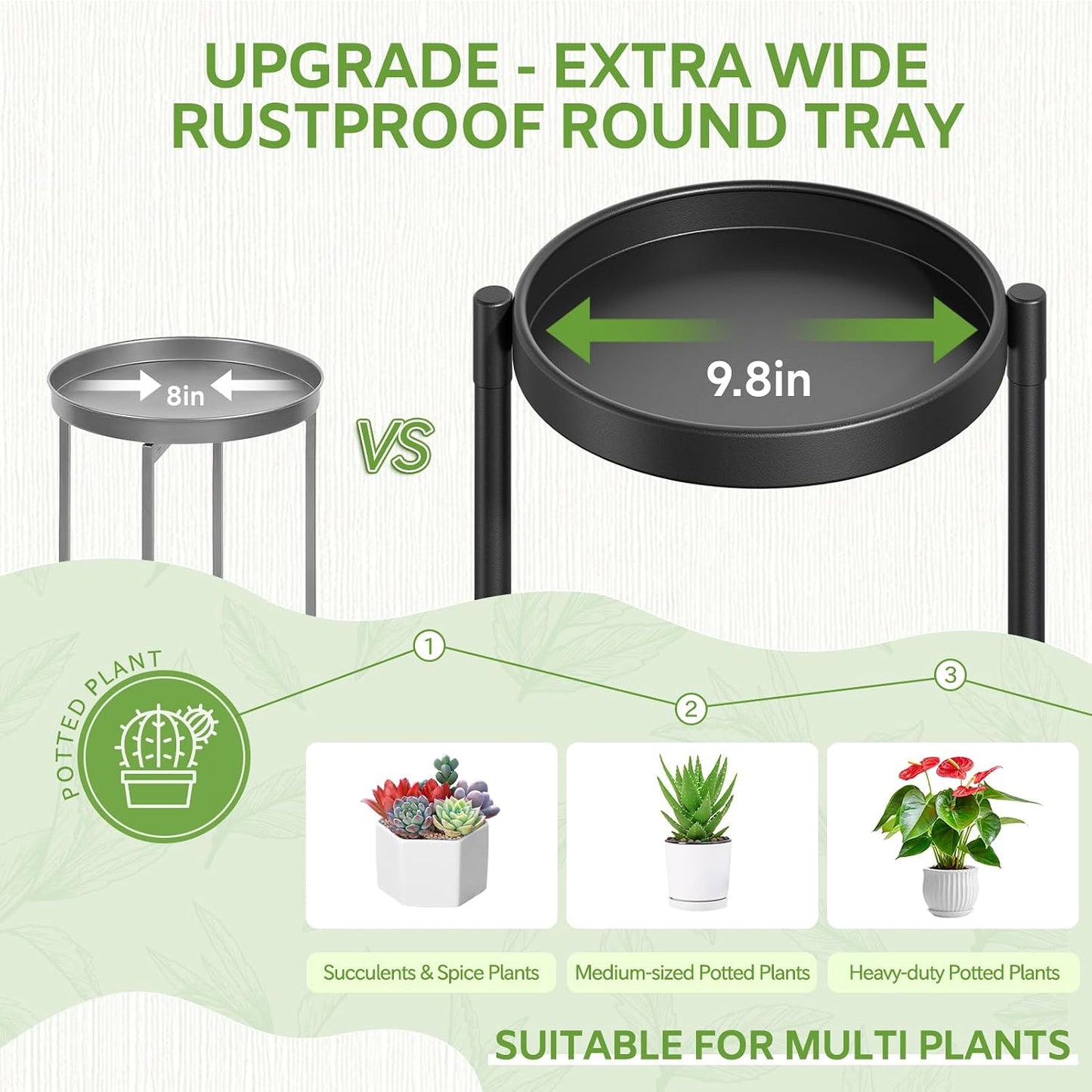 iDavosic.ly 6 Tier Large Plant Stand Indoor Outdoor, 10 In Wide Tray, Black | Tiered Metal Corner Heavy Duty Multiple