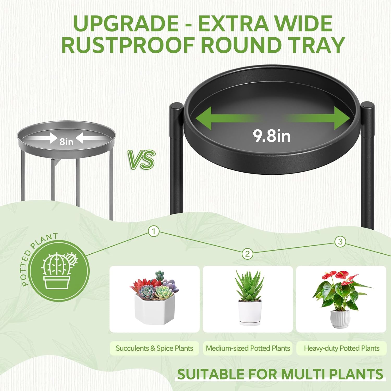 iDavosic.ly 6 Tier Large Plant Stand Indoor Outdoor, 10 In Wide Tray, Black | Tiered Metal Corner Heavy Duty Multiple