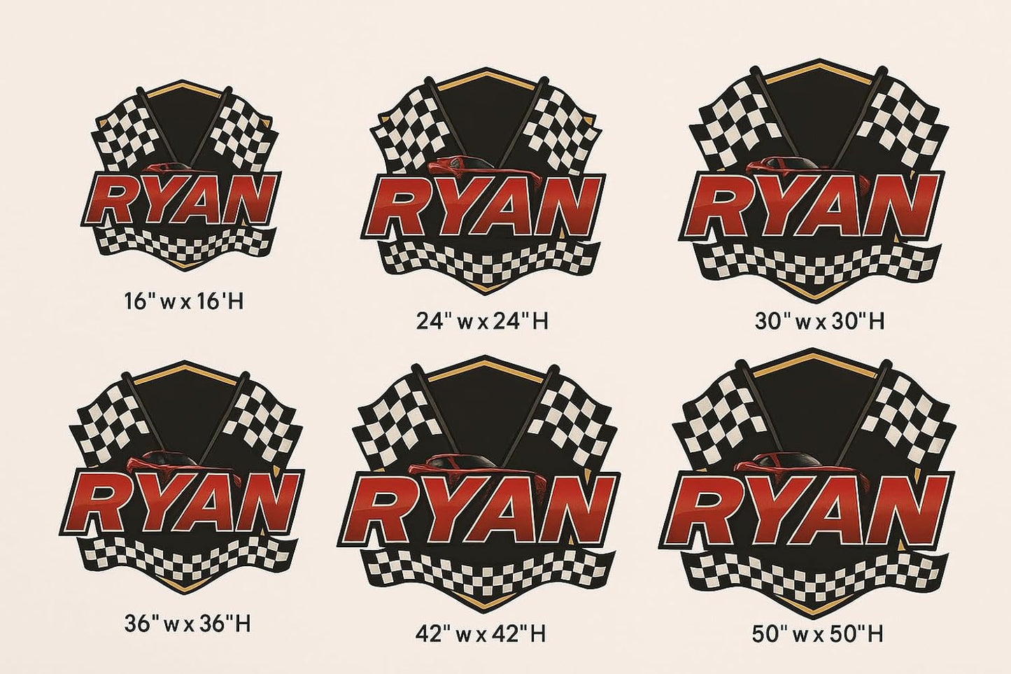 Personalized Racing Name Wall Decal for Kids Bedroom