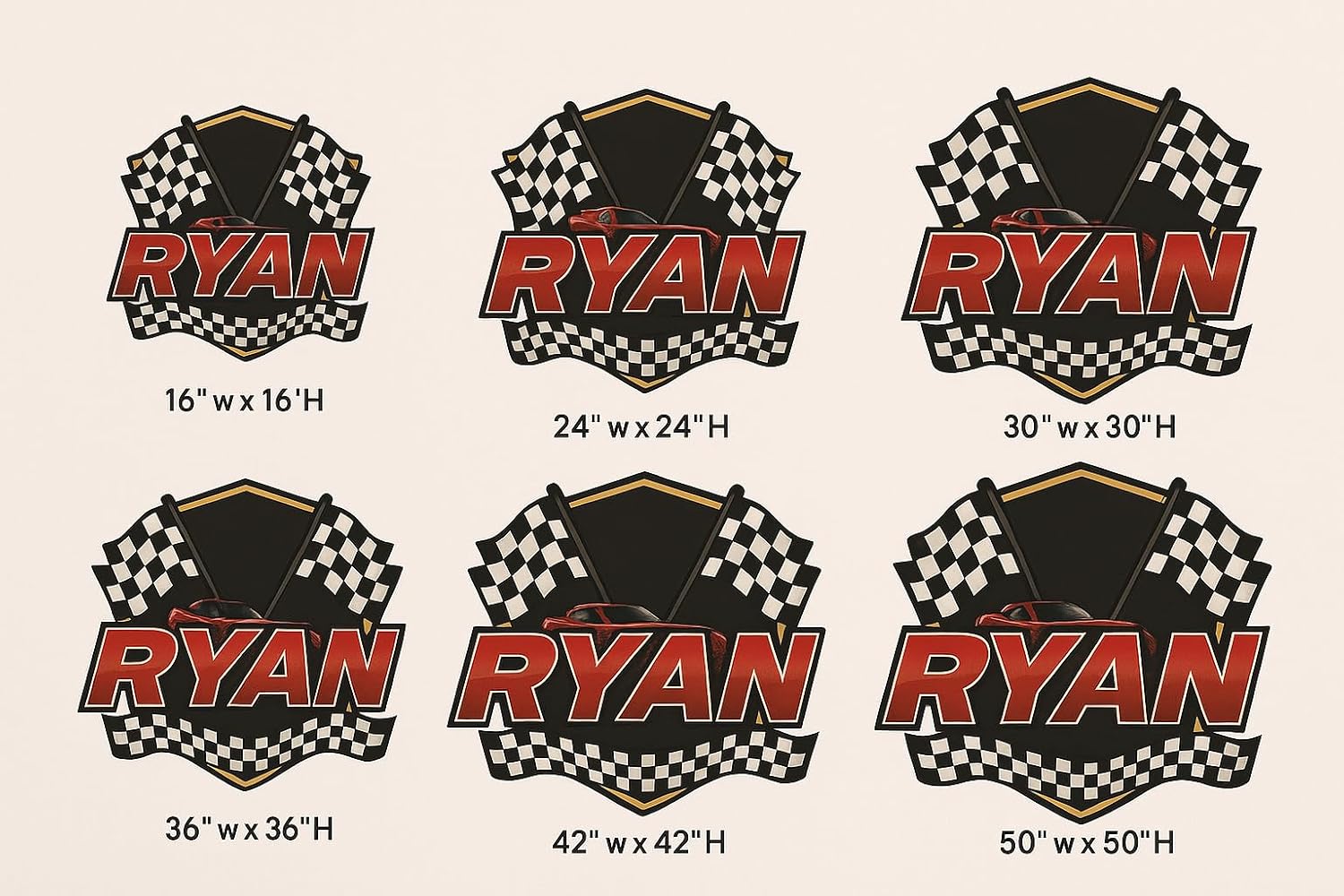 Personalized Racing Name Wall Decal for Kids Bedroom