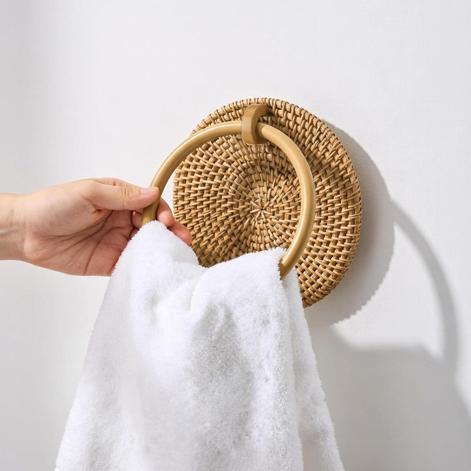 Rattan Towel Ring Rack / Natural
