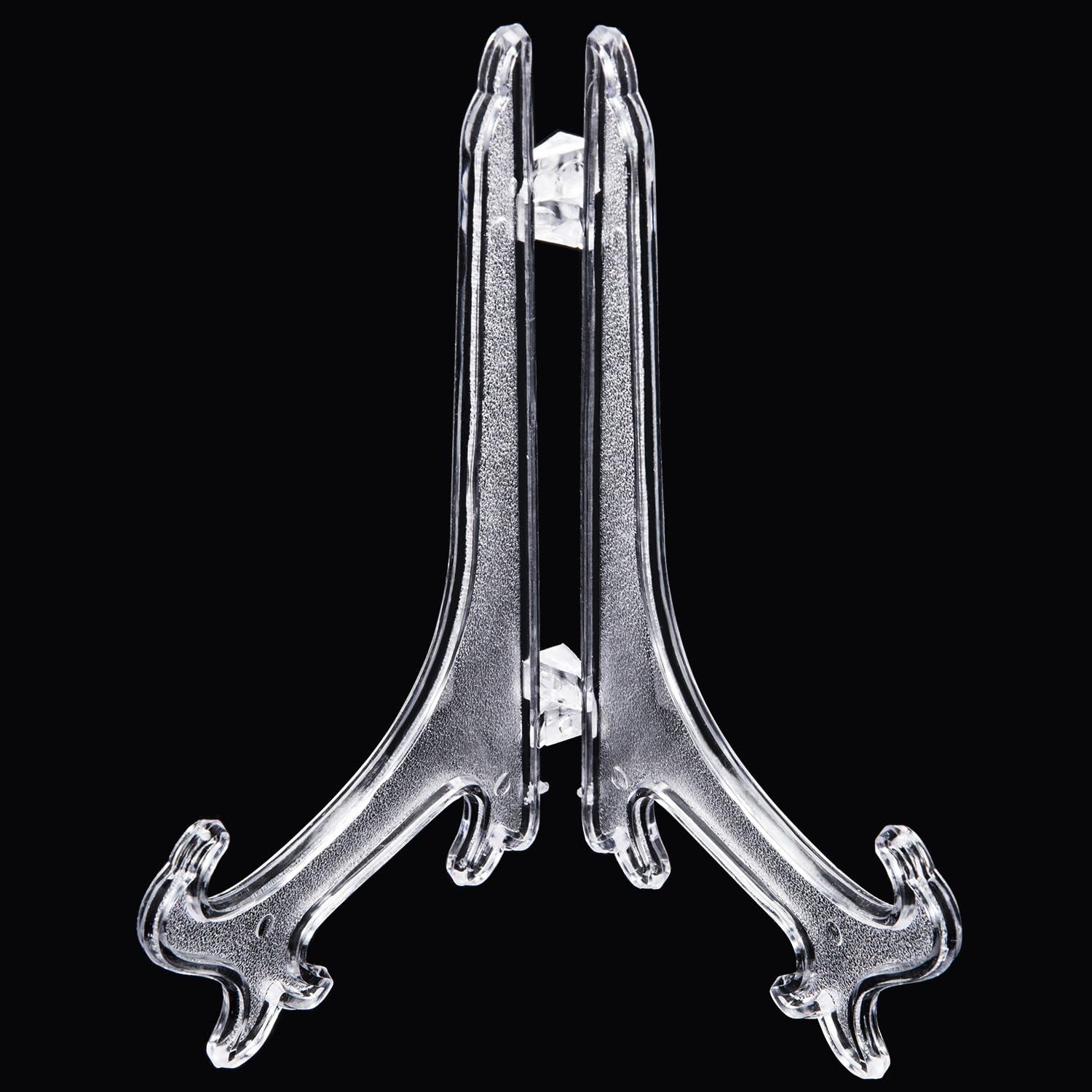 Plastic Easel Plate Stands Holders for Display 3/4/5/ Picture Frame / Clear / 6 Inch / Set of 24