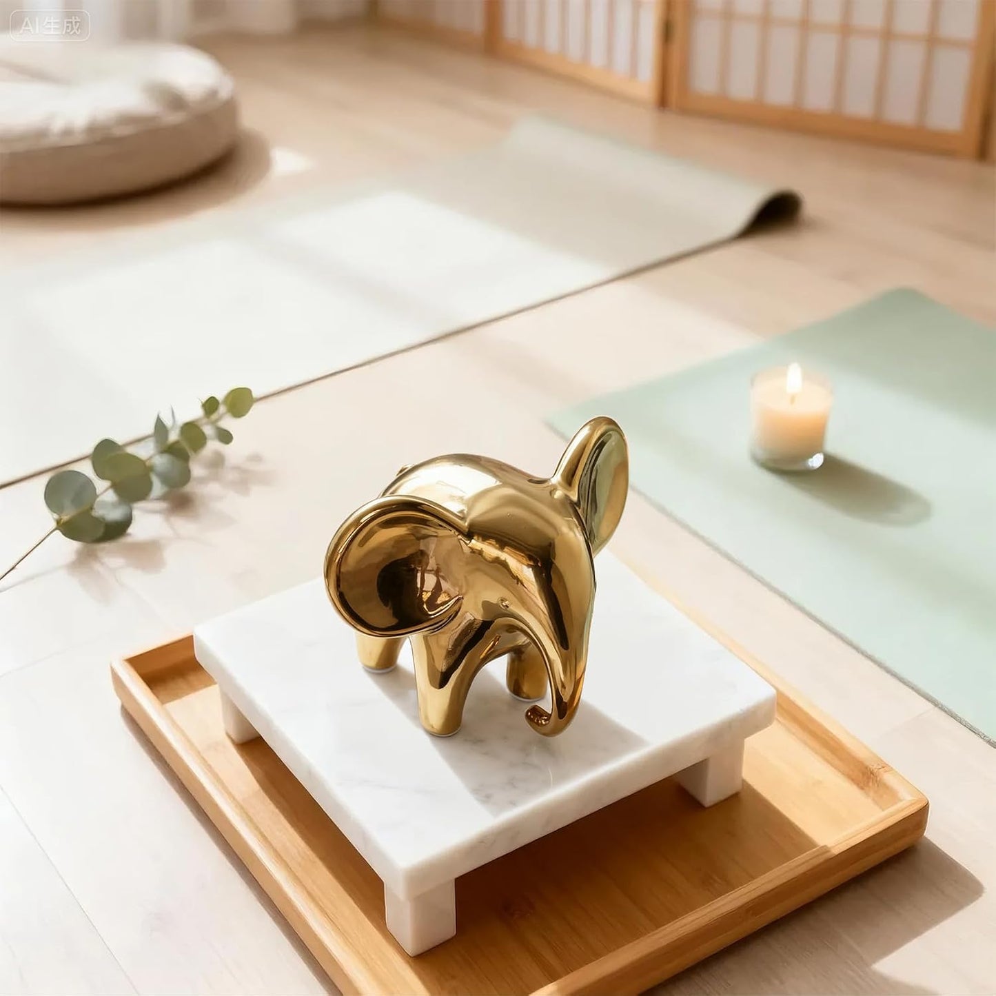 Ceramic Elephant Statue / Gold 1 / Female