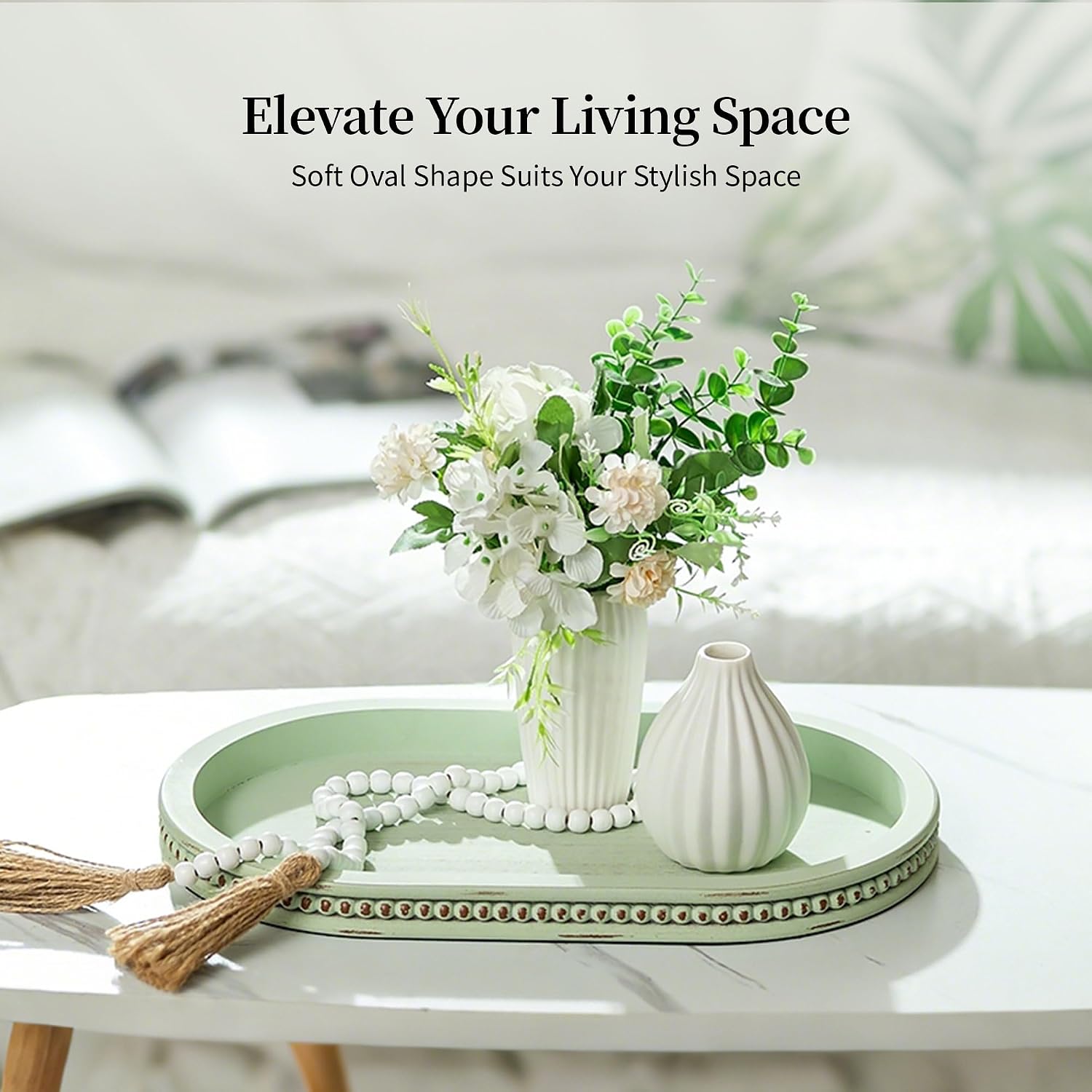 Decorative Trays / Oval Bathroom Trays / Sage Green