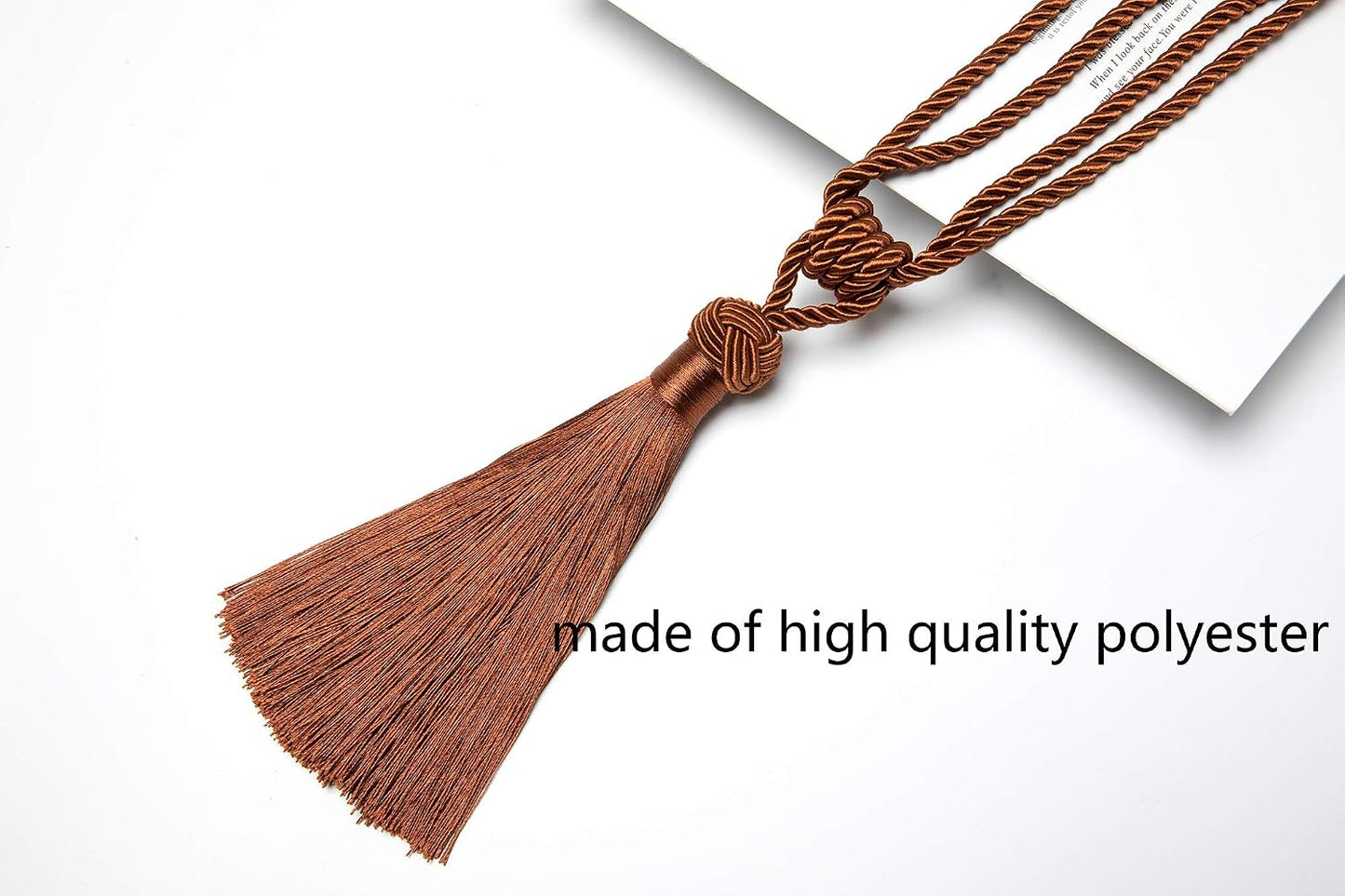 BEL AVENIR 4 Pack Curtain Tiebacks Hand-Woven Tassels Holdbacks | Light Coffee, Elegant, Home Decorative Tassels Ties