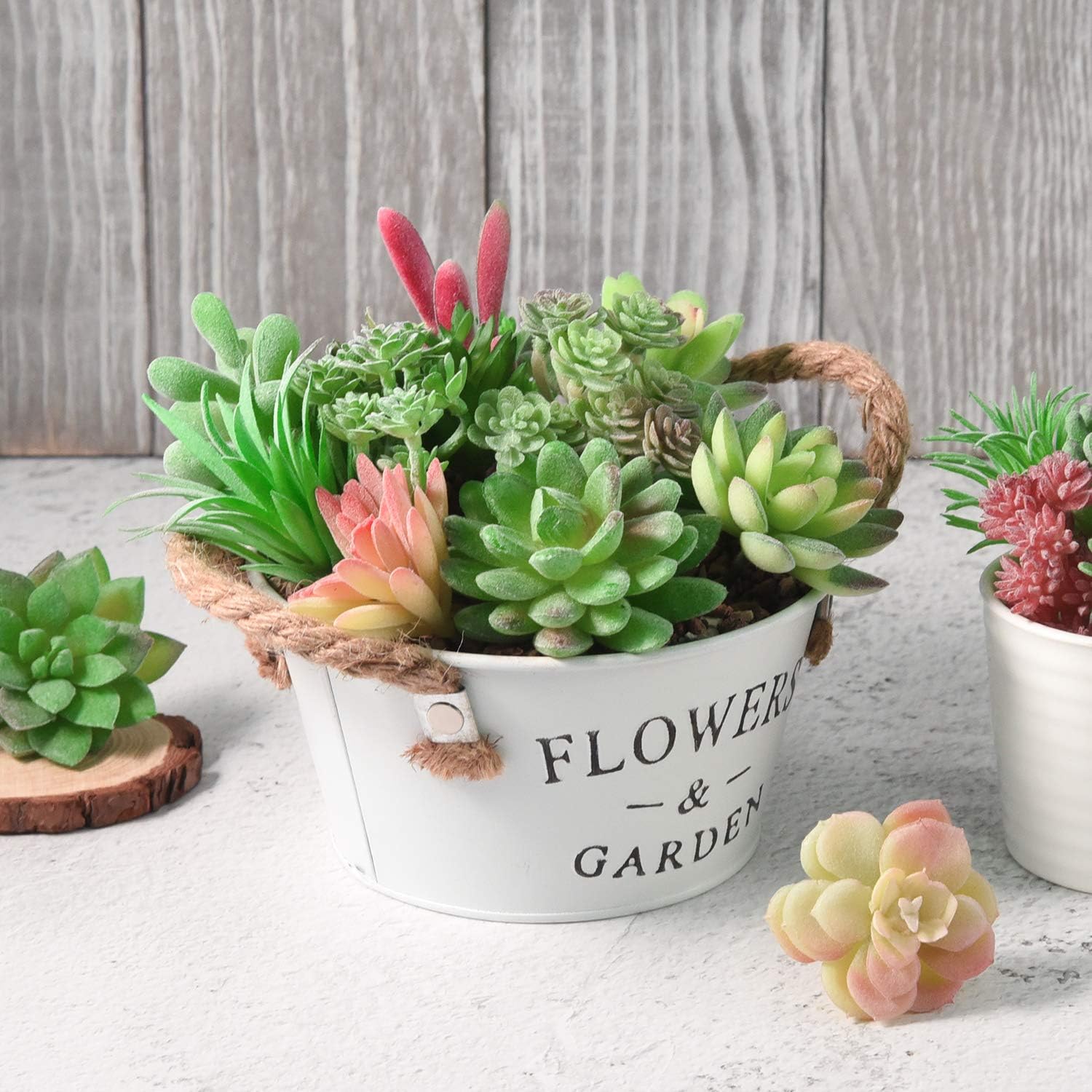 Artificial Succulent Plants Unpotted Faux Flower Succulents Mini Echeveria Picks / Green / Set of 15