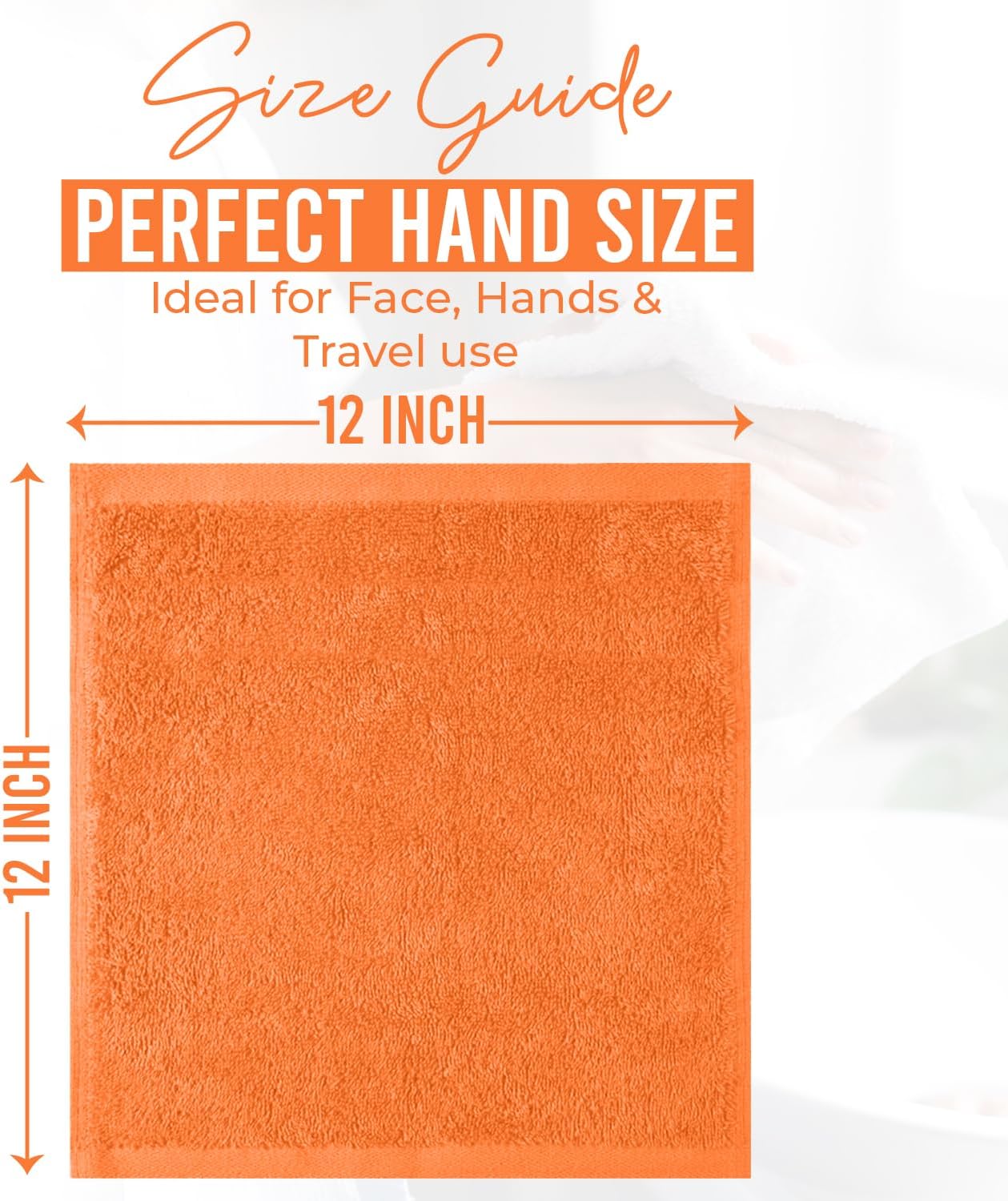 DAN RIVER 24 Pack Cotton Wash Cloths Set for Showering [12x12] Orange | Lighter Weight, Quick to Dry, Super Soft &