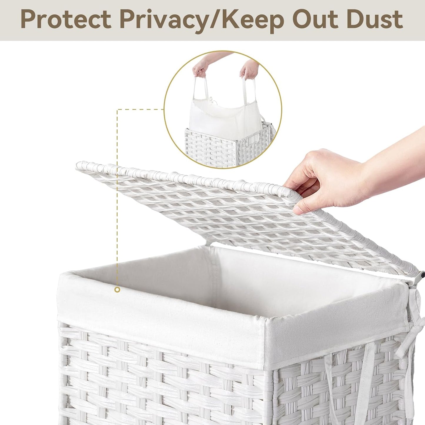 Rolling Laundry Basket / 90l / White