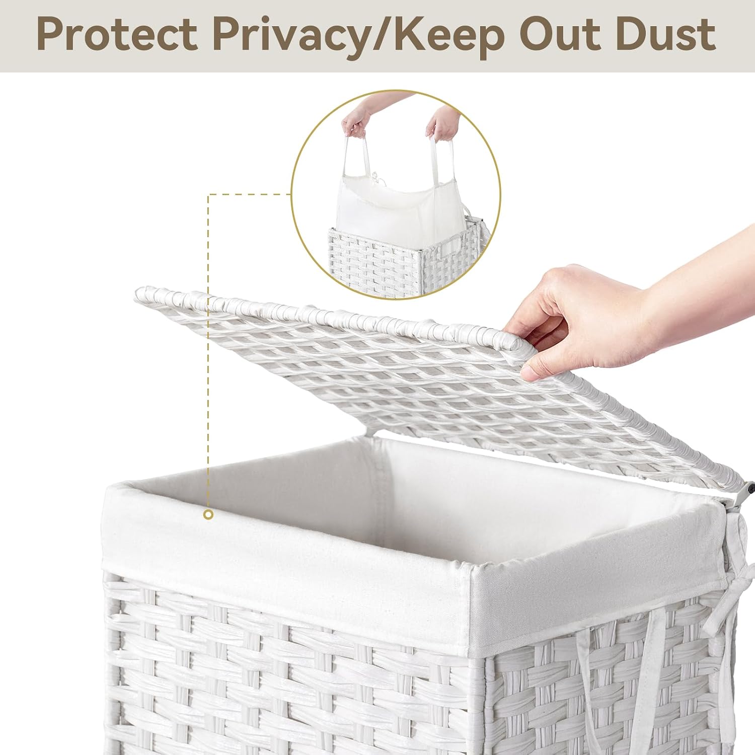 Rolling Laundry Basket / 90l / White
