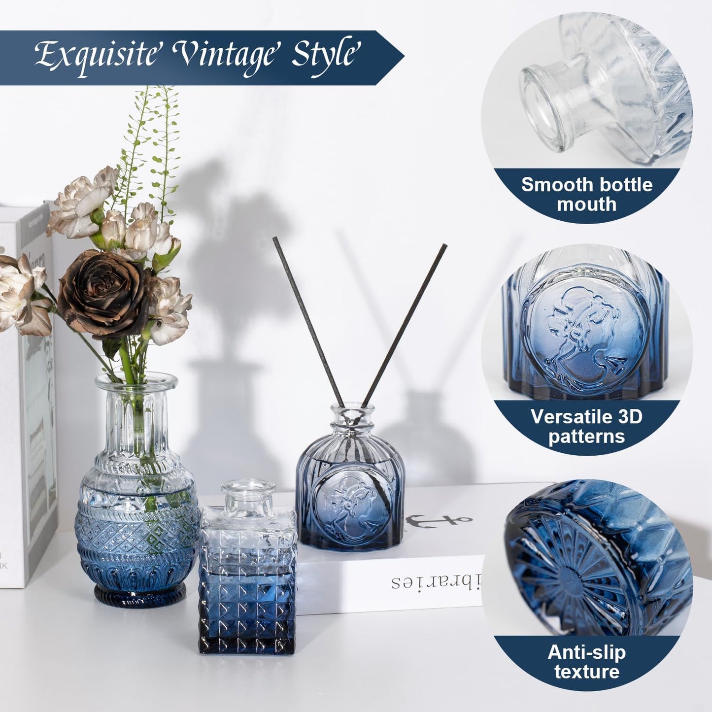 Clear Glass Bud Vase Pcs / Gradient Blue / Set of 12