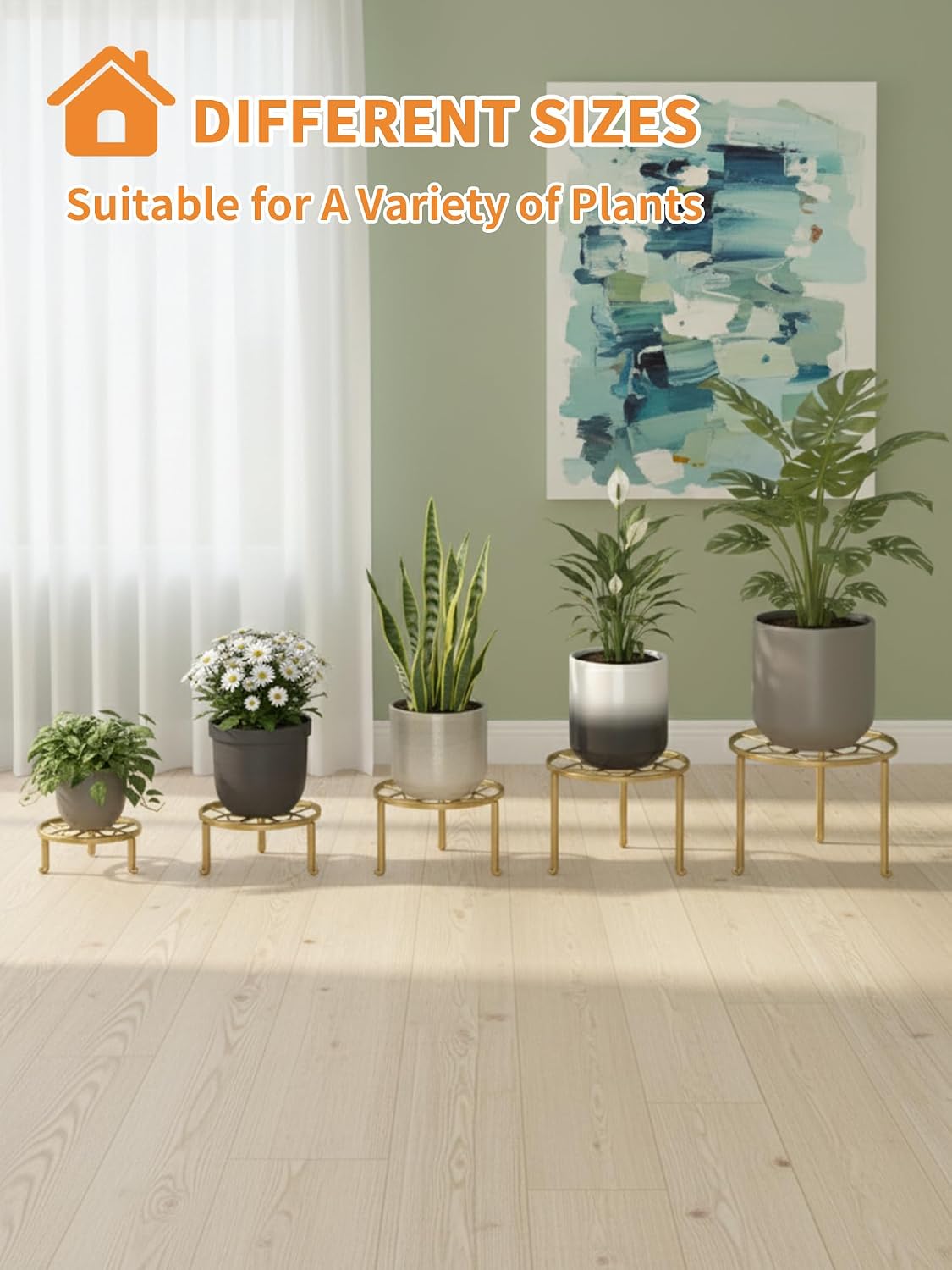 5 Pack Metal Plant Stand, Sturdy Tiered Display Rack for Indoor Outdoor Patio Home Garden
