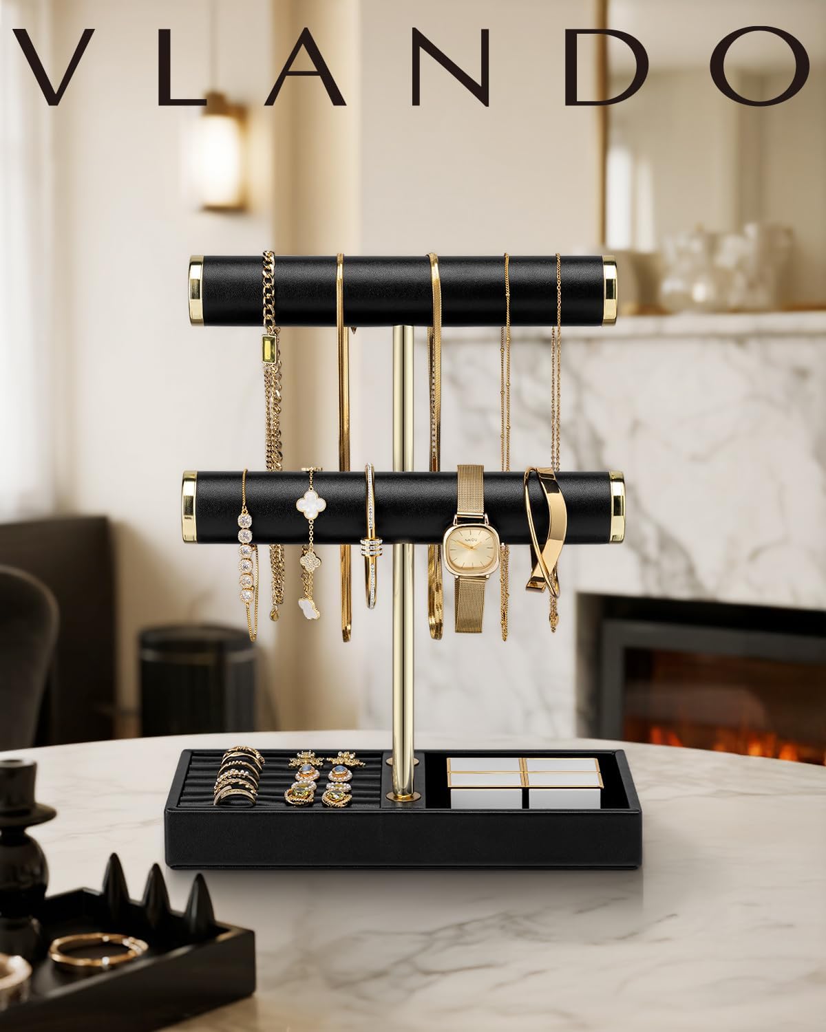 Tray / Jewelry Holder Display / Black / 2 Tier