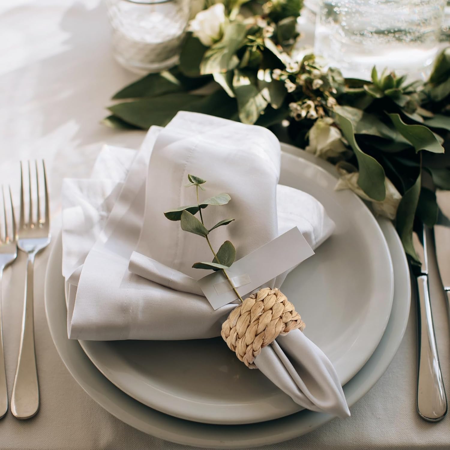 Rattan Napkin Rings Bulk Farmhouse Boho Napkins Rings Handmade Napkin Ring / Natural / Set of 36