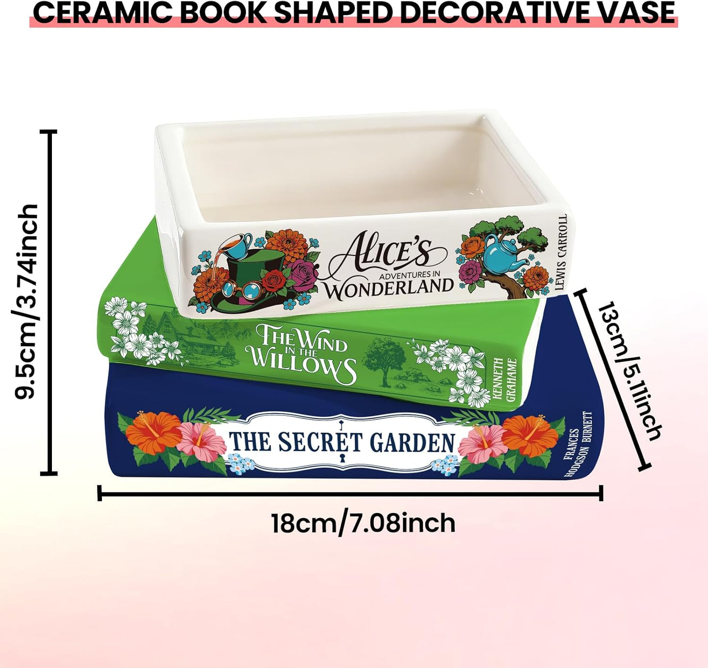 Small Book-Shaped Ceramic Planter for Flowers / Navy Green
