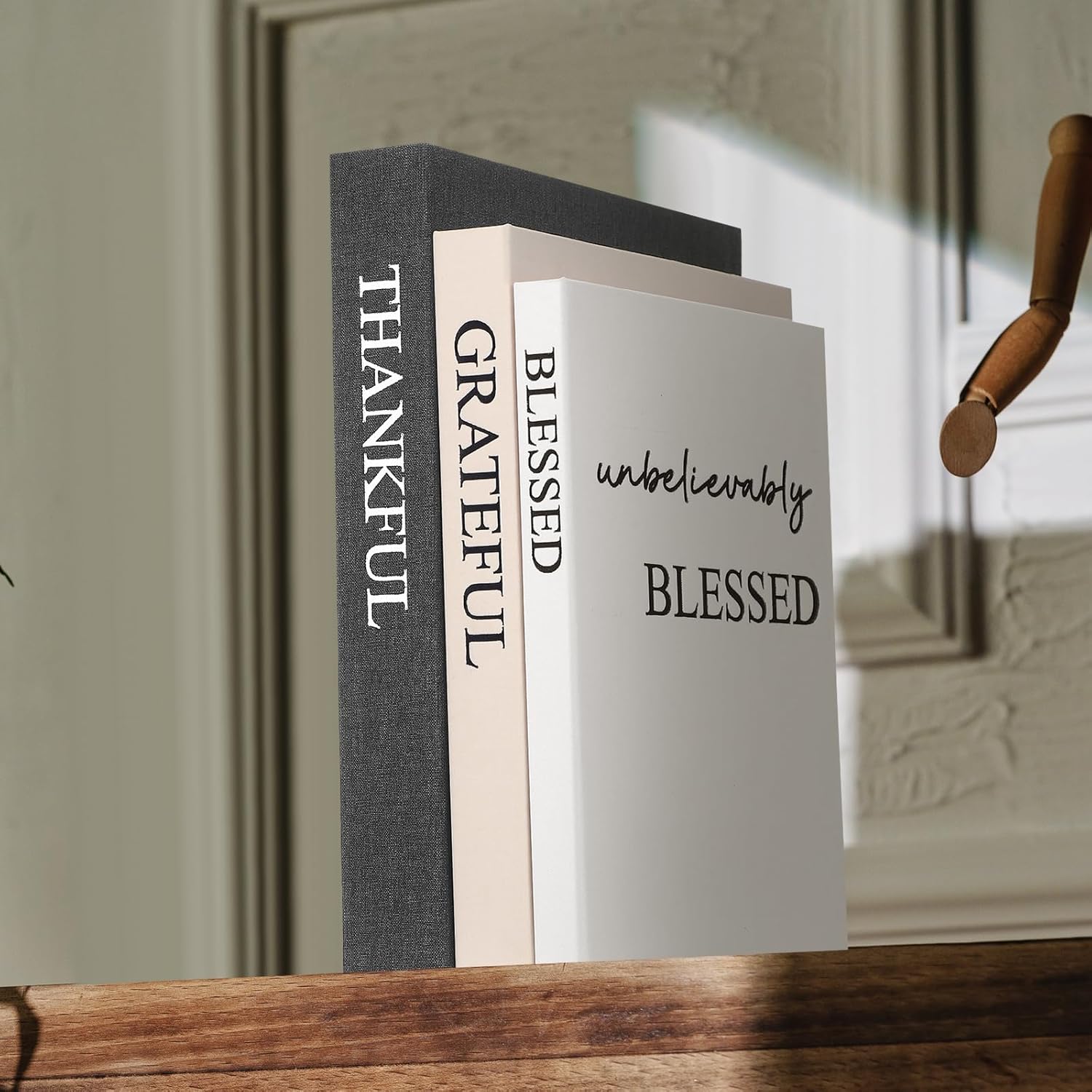 Decorative Books / Thankful Grateful Blessed / Modern / Set of 3