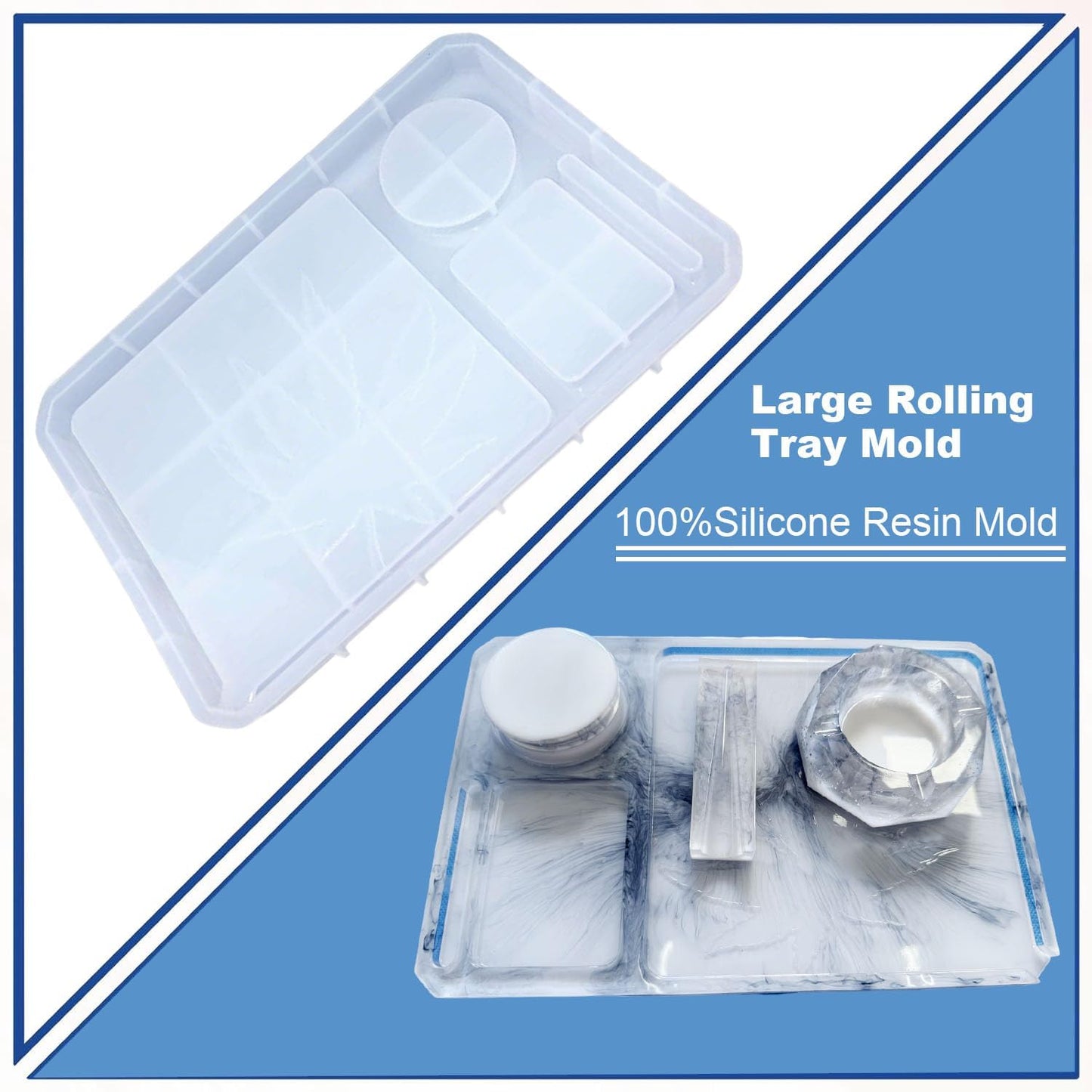 Large Rolling Tray Mold and Grinder Mold for Grind and Storage DIY / Resin Molds Set / Set of 5