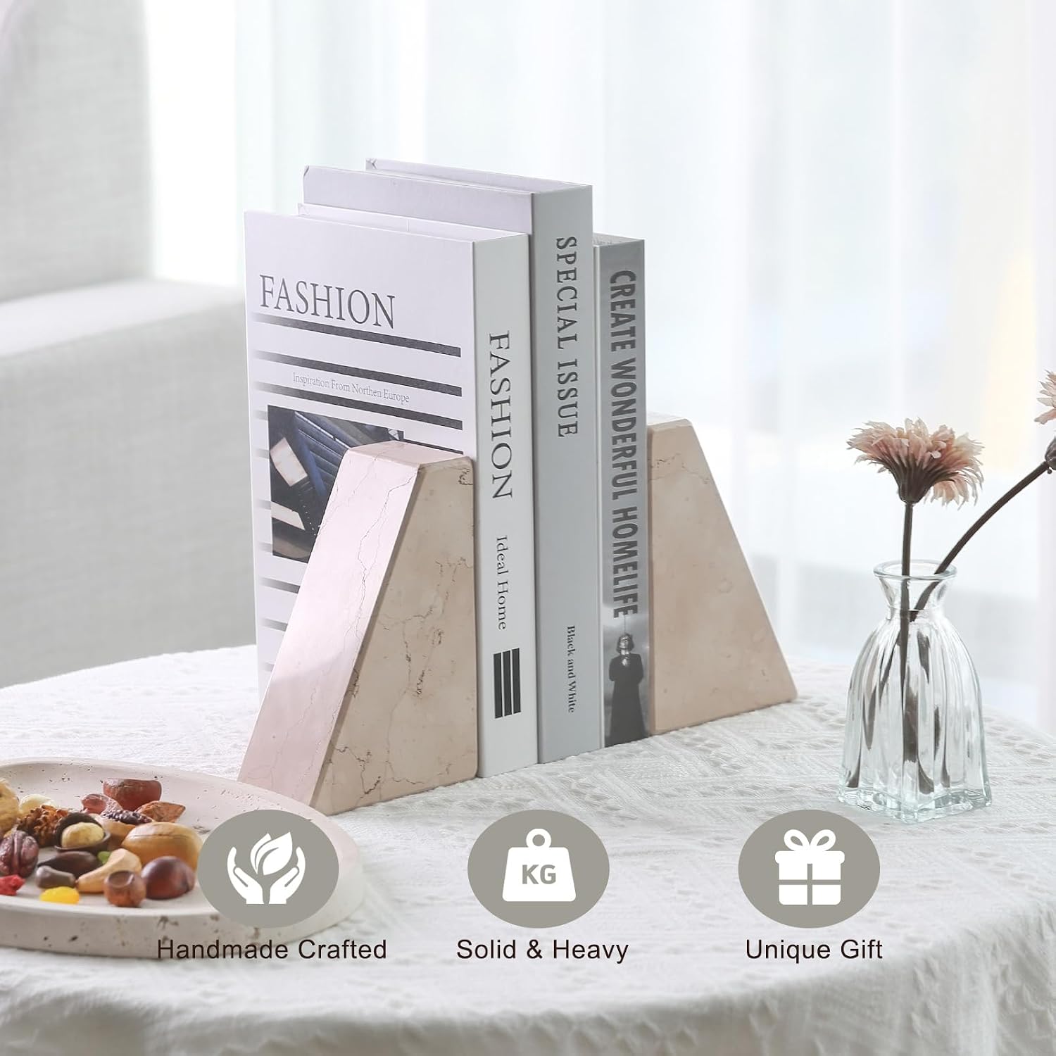 Natural Stone Bookends / Trapezoid-pink