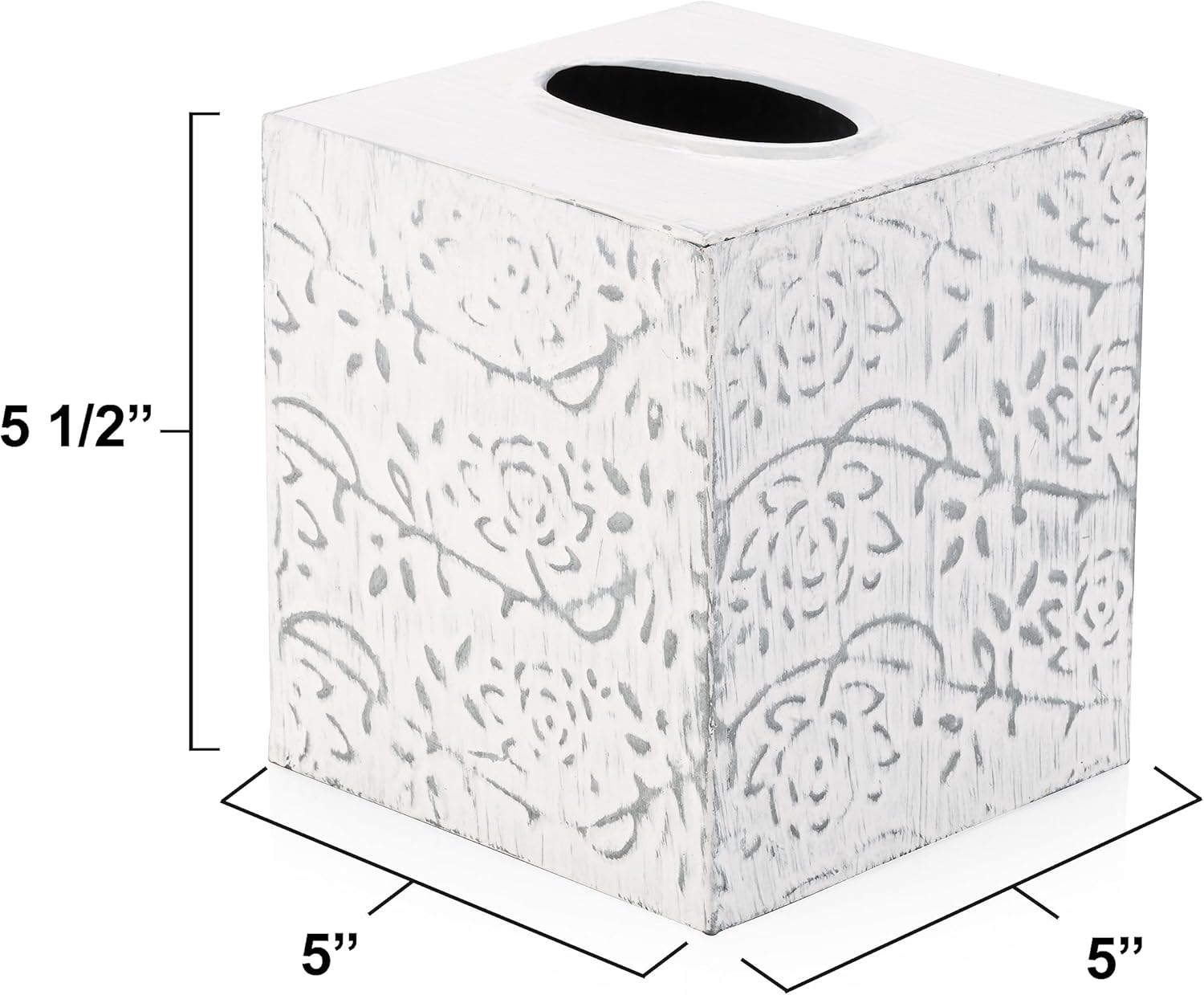 Decorative Metal Tissue Cover / Upright / White
