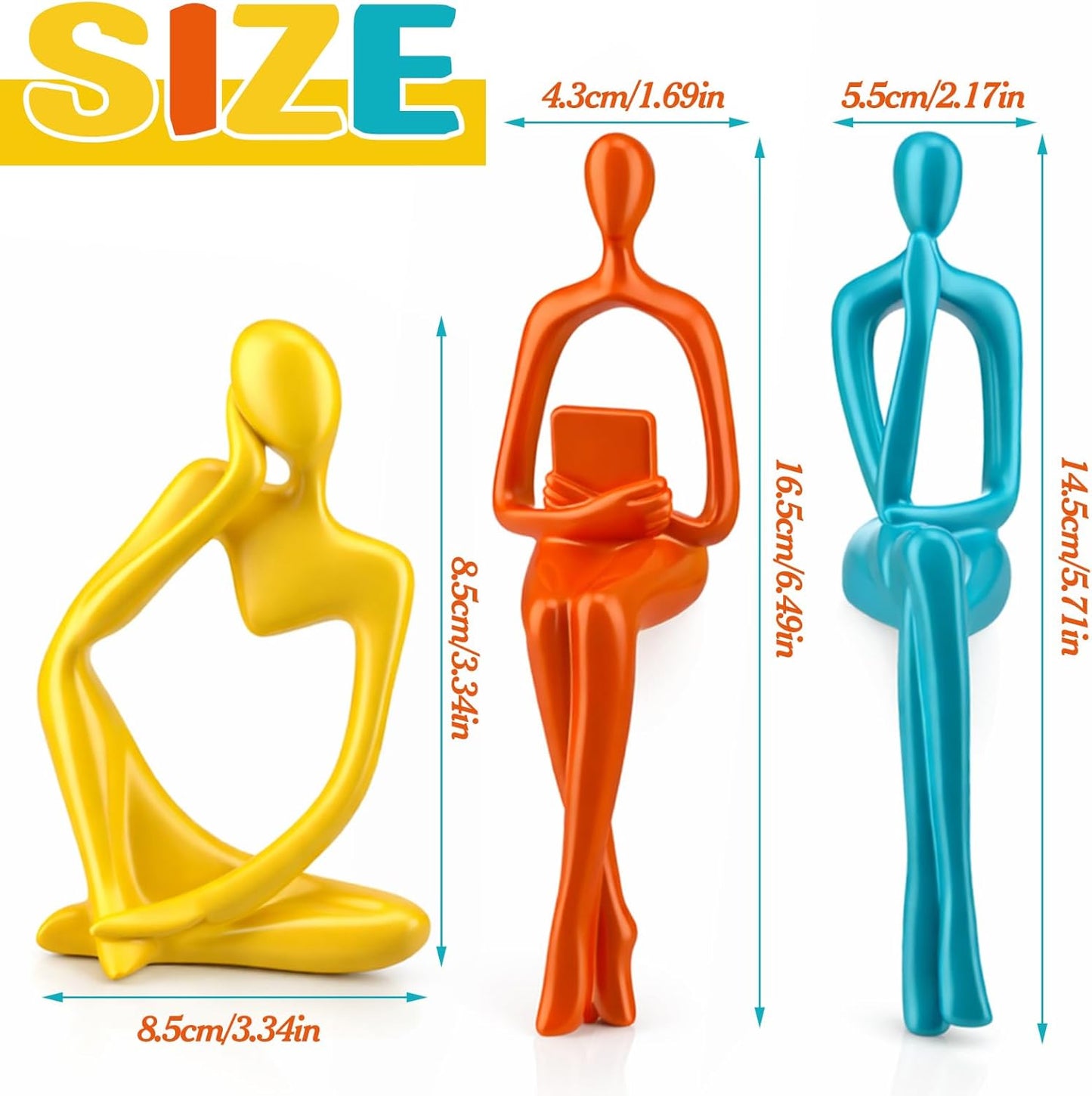 Mid Century Modern Decor Statues Bookshelf Decor Sculptures Abstract Art / Thinker / Set of 3