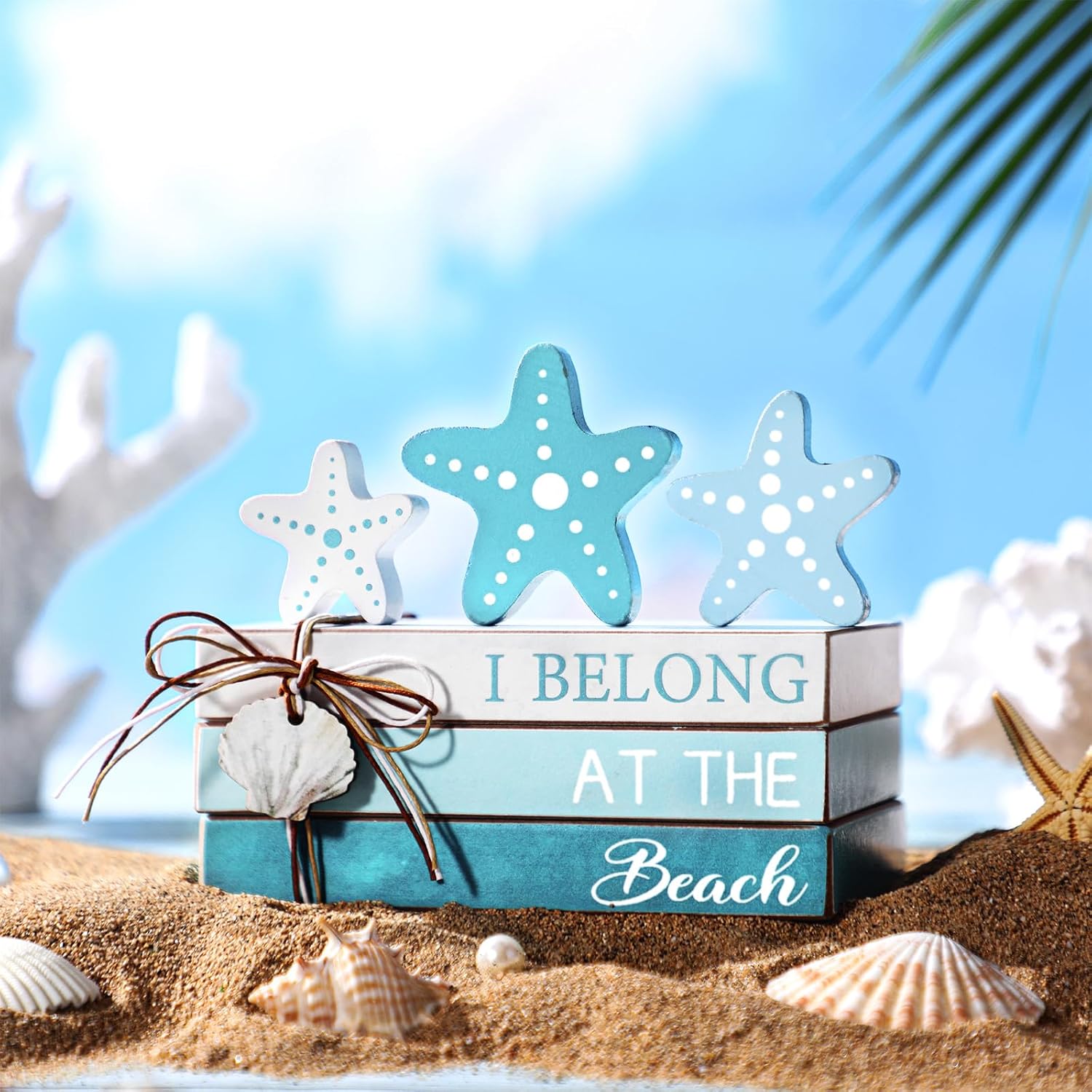 Mini Wood Book Stacks / Blue