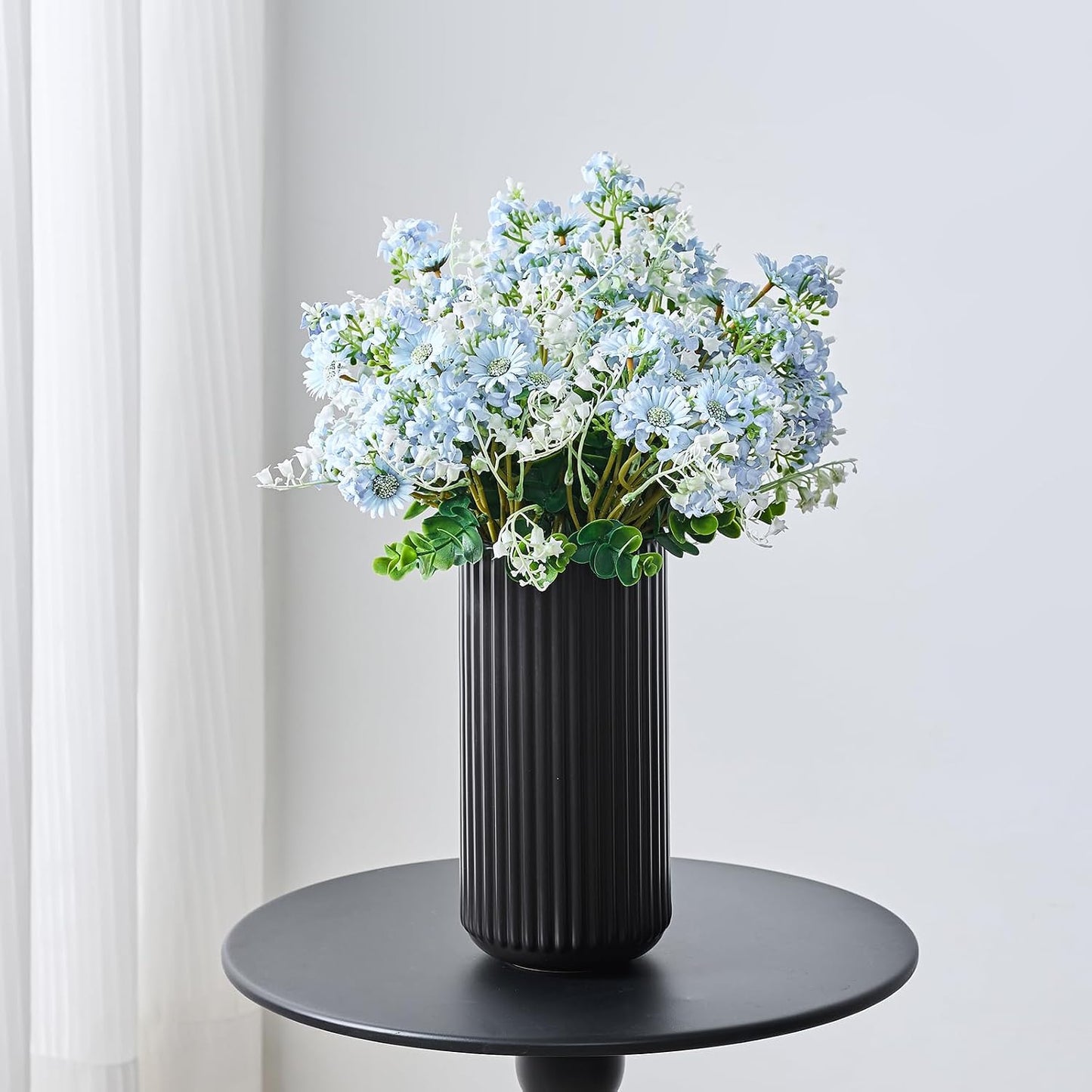 Black Ceramic Flower Vase for Pampas Grass / Ceramic Black / 8 Inch