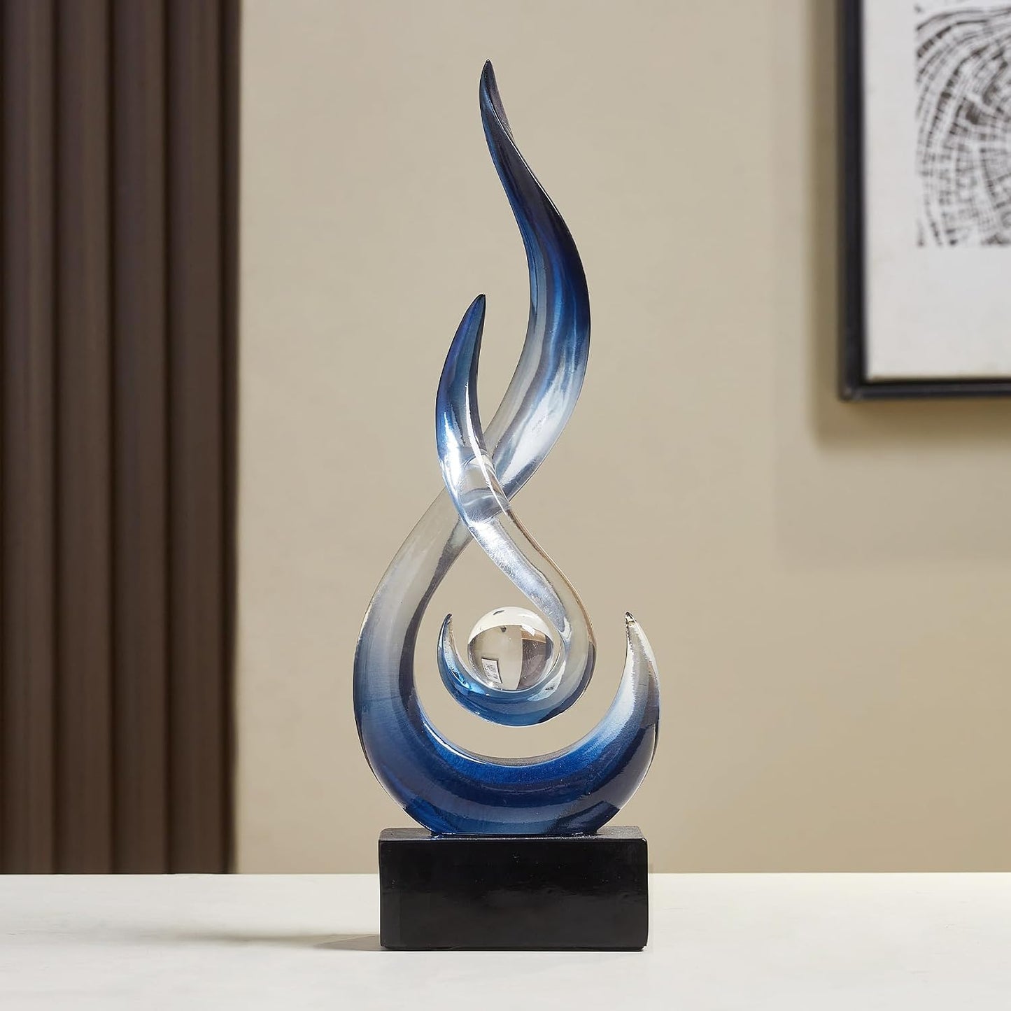 Blue Decor Modern Flame Statue Decorations / A - 11.8"h Transparent Blue