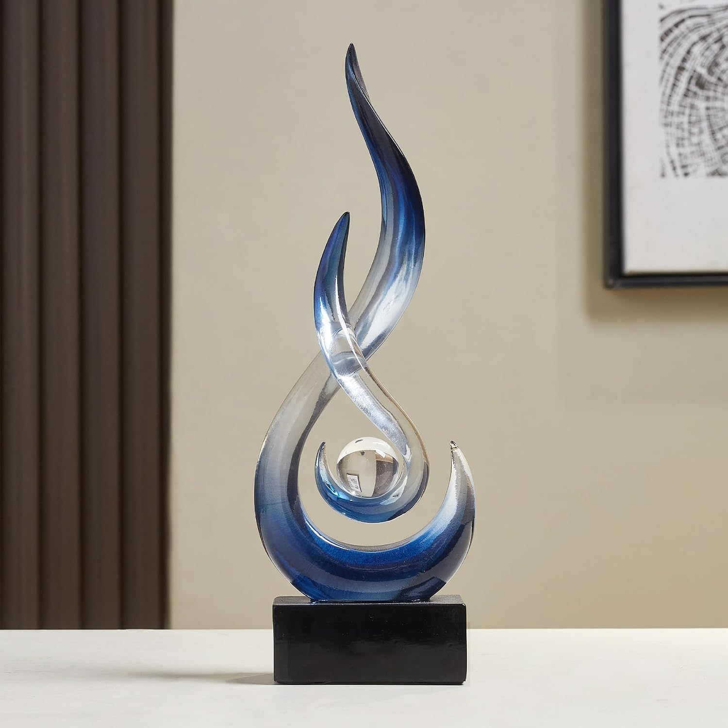 Blue Decor Modern Flame Statue Decorations / A - 11.8"h Transparent Blue