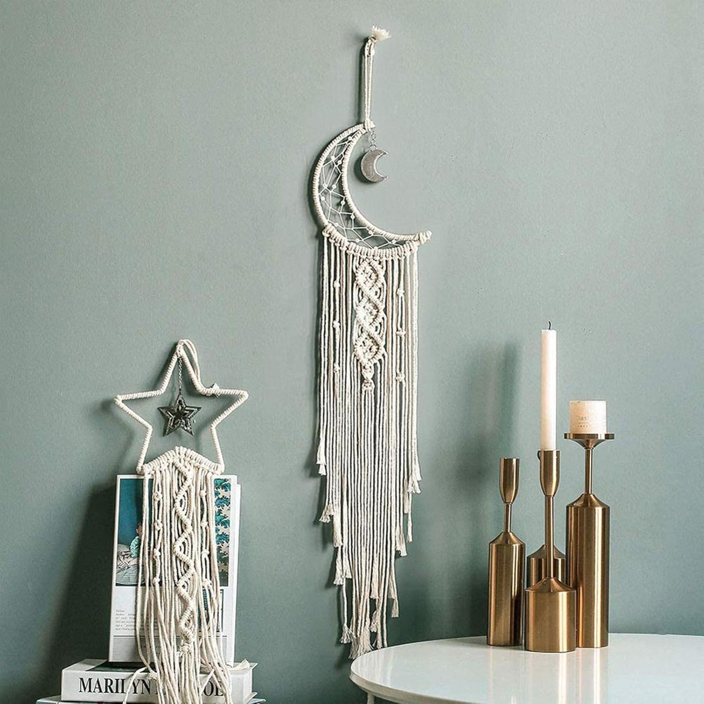 Boho Home Moon Star Dreamcatcher / Beige / Set of 2