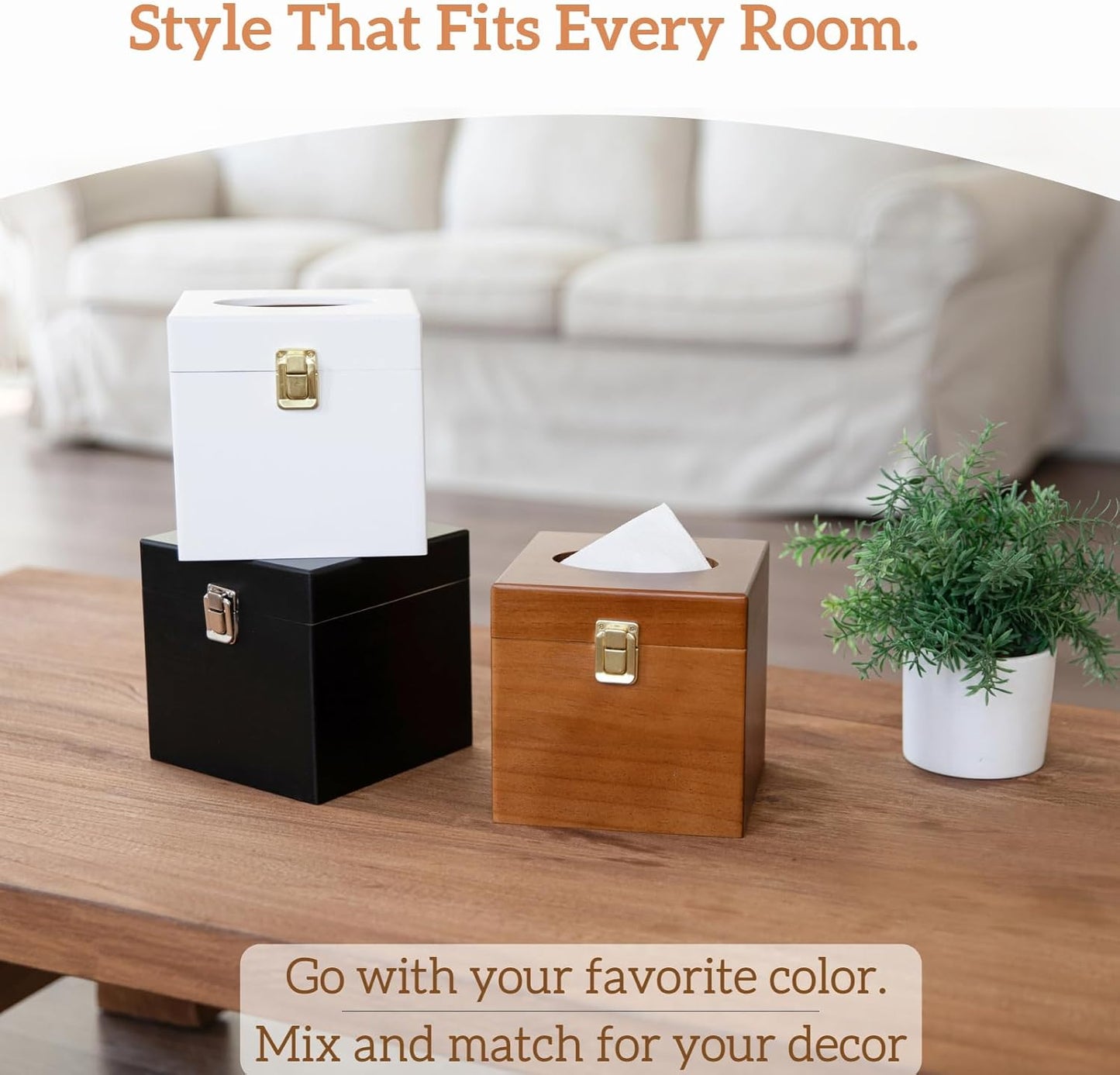 Tissue Box Cover / Wooden / Square
