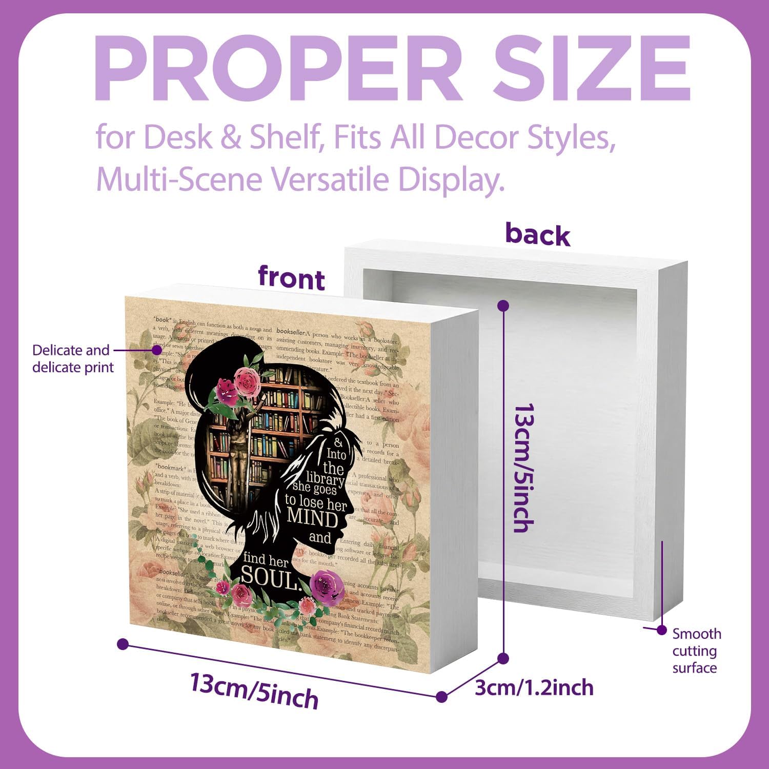 Book Lover Women Wood Box Sign Desk Decor Gifts for Friends