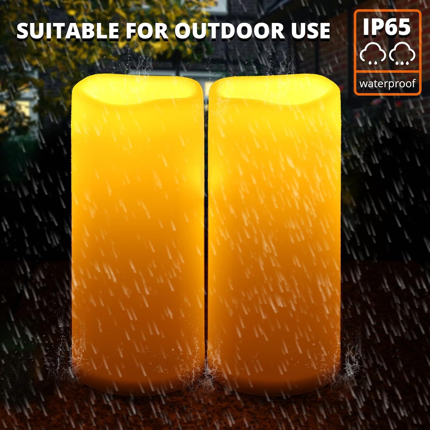 NURADA Large Outdoor Flameless Candles 10" x 4" - Waterproof LED Pillar Flickering Candle Battery Operated with Timer