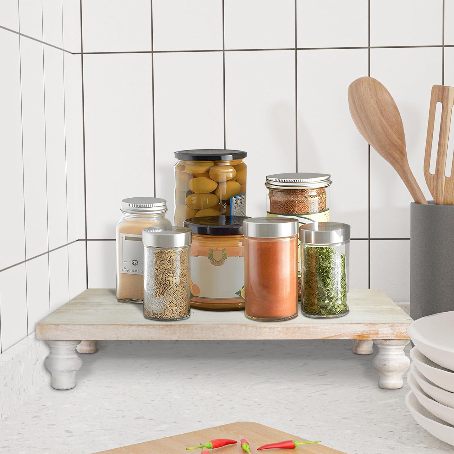 Rustic Wash White Tray Riser / Rectangle - Wash White