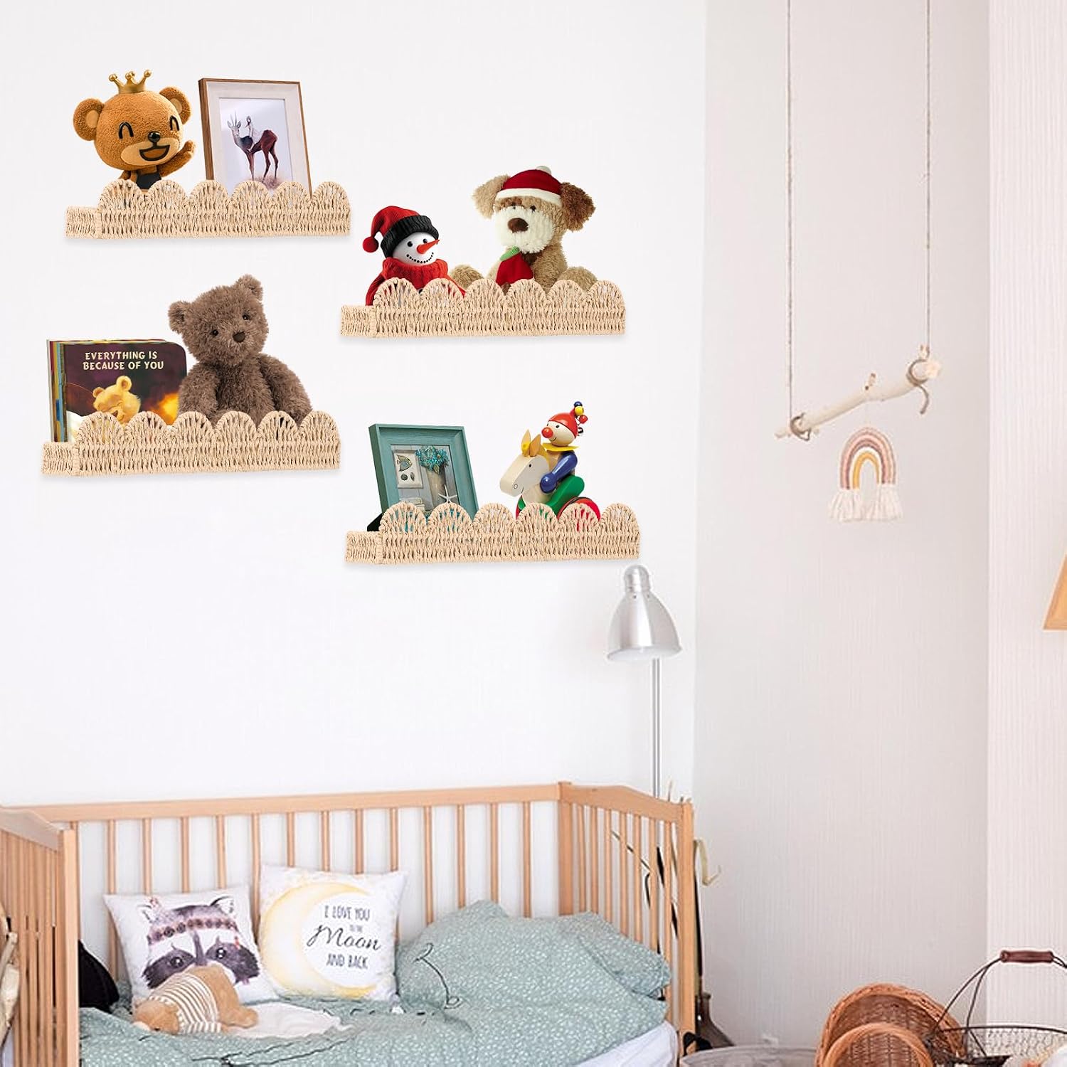 Scalloped Floating Shelves / Natural / Set of 4
