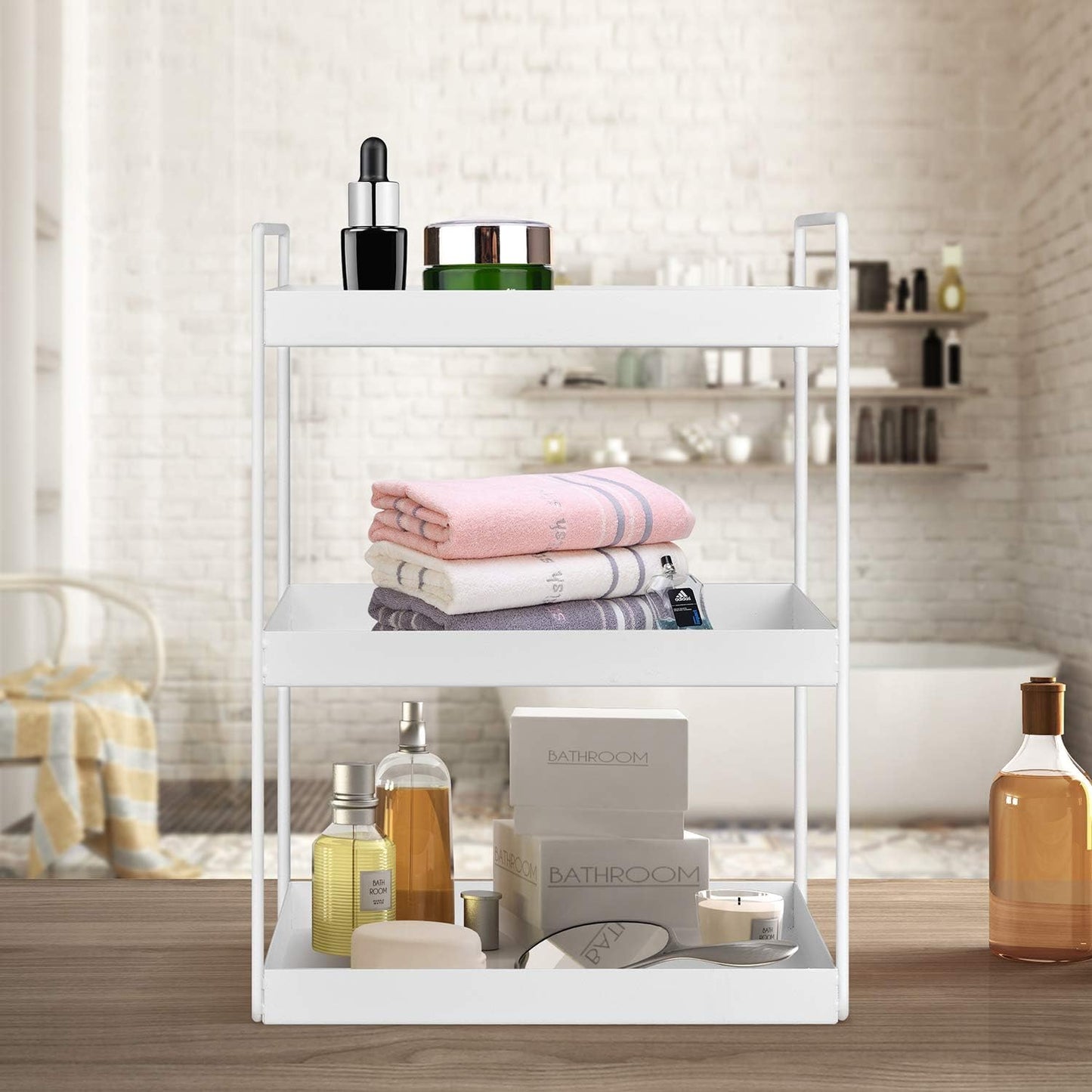 3-Tier Countertop Organizer, Bathroom Vanity Tray Makeup Storage Kitchen Spice Rack Standing Shelf Counter Storage
