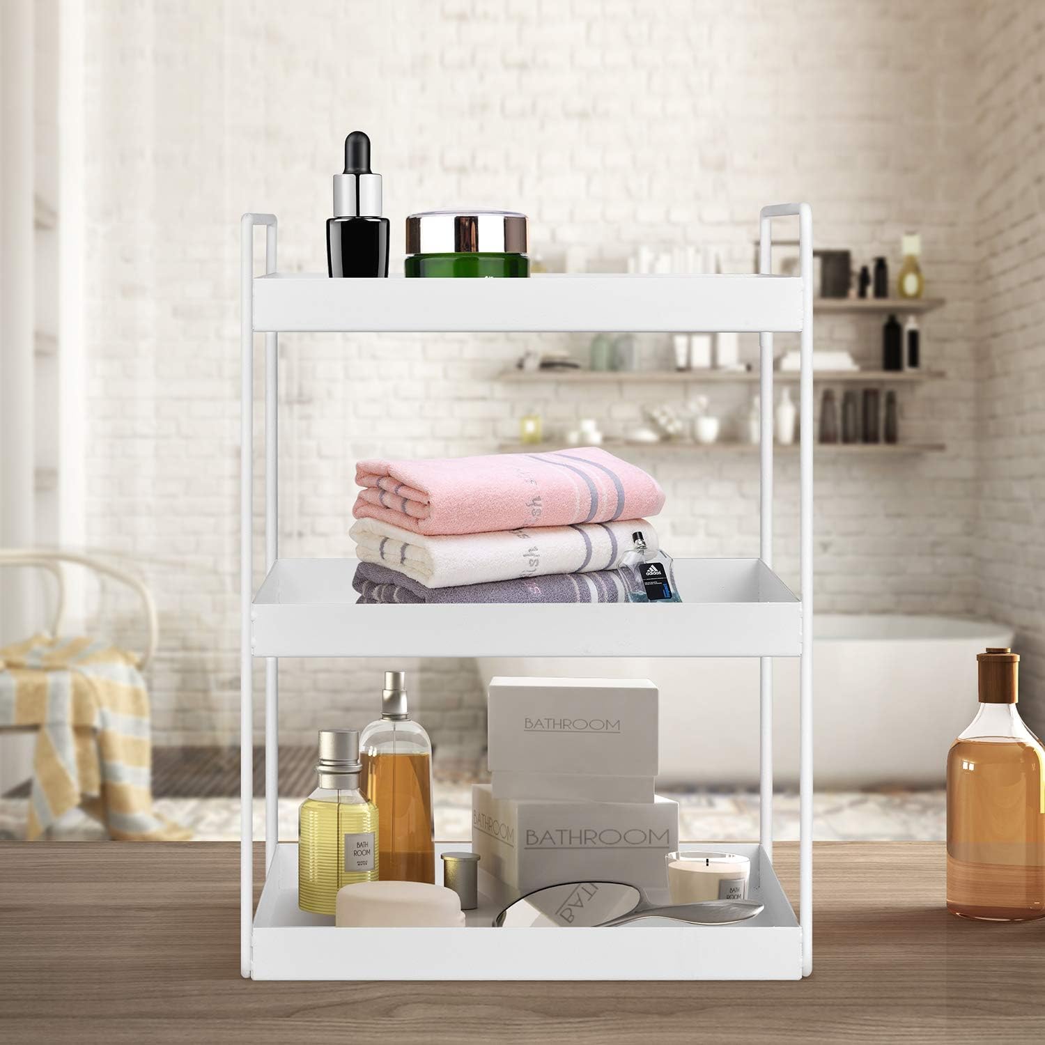 3-Tier Countertop Organizer, Bathroom Vanity Tray Makeup Storage Kitchen Spice Rack Standing Shelf Counter Storage