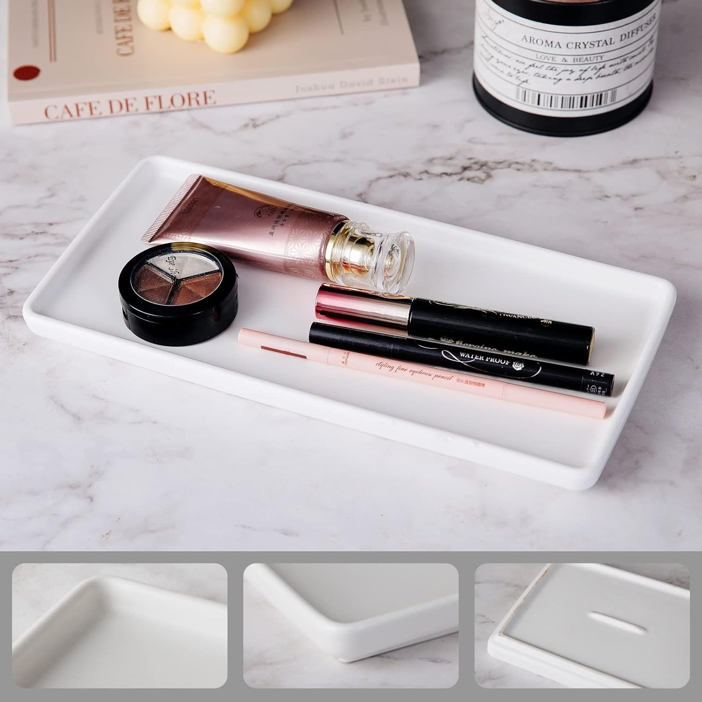 Ceramic Bathroom Tray / White / 10", Set/2
