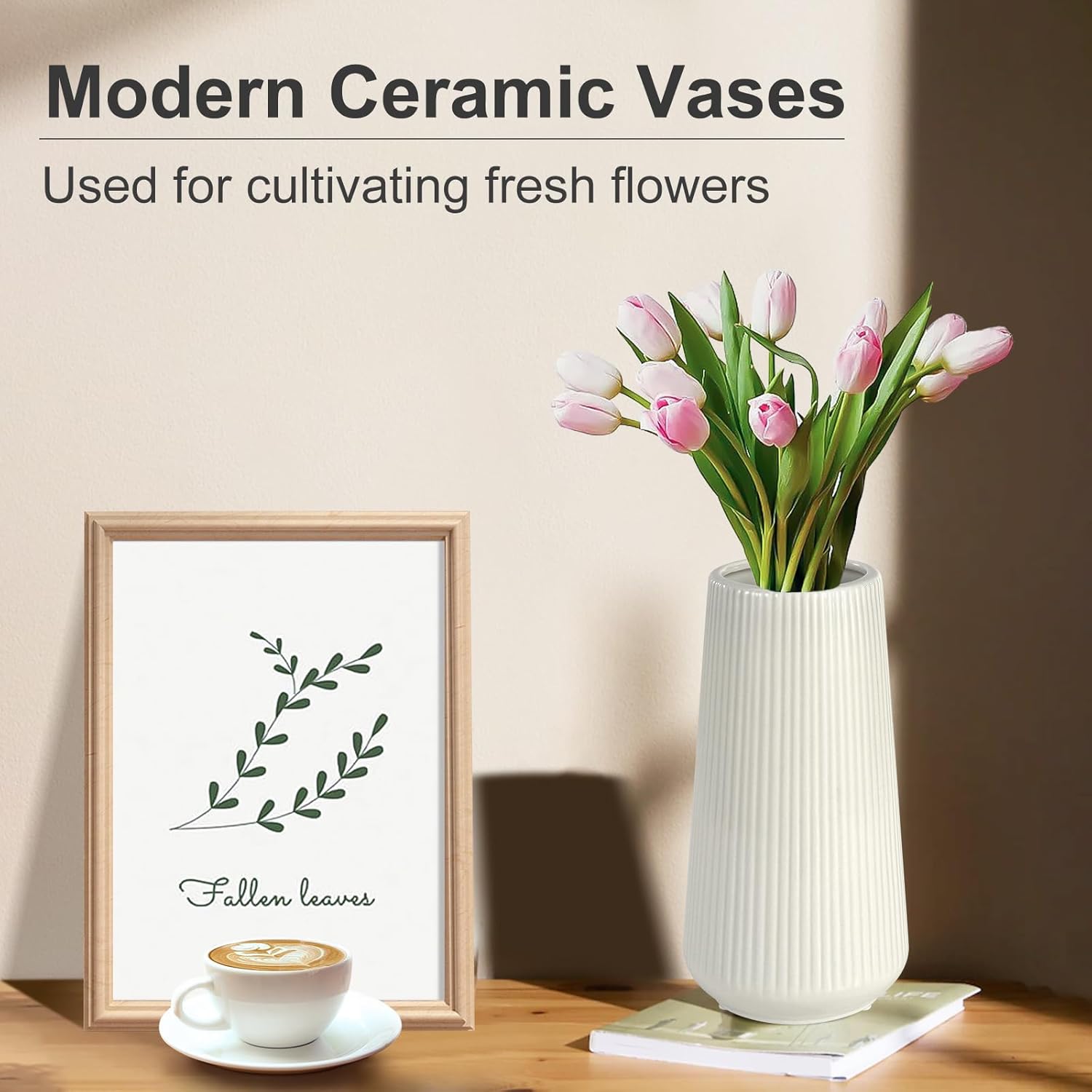 White Ceramic Vase for Flowers / XL White