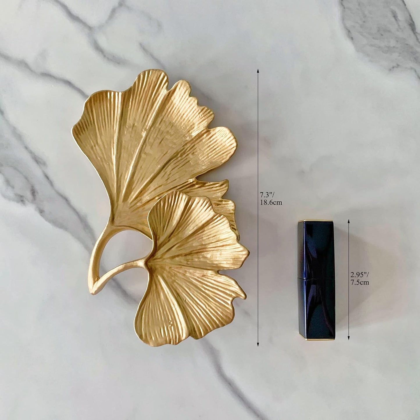 Trinket Dish Vanity Tray for Dresser Christmas / 2-tier Ginkgo -gold