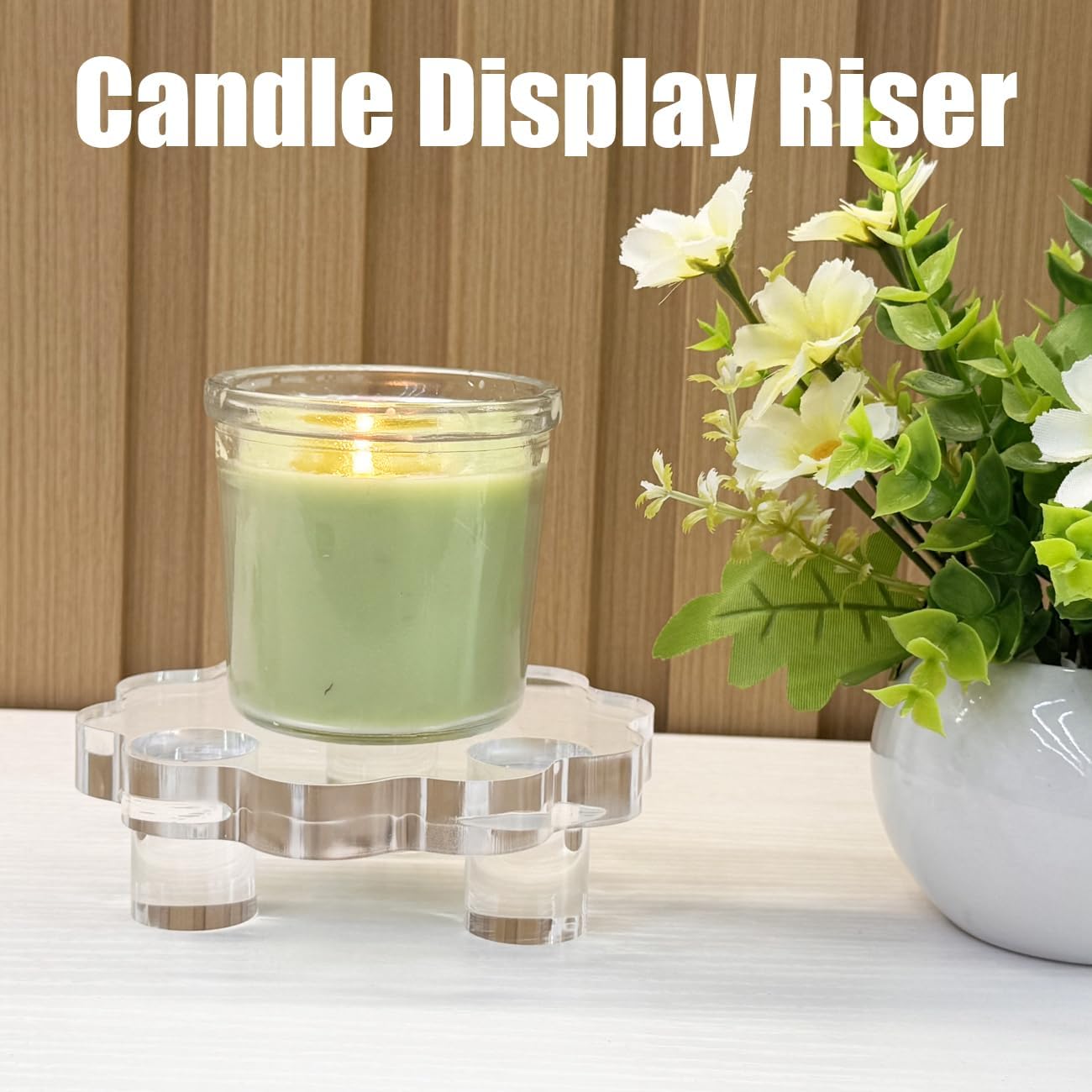 Thick Pedestal Stands Candle Tray Riser / 4.7 Inch / Clear / Set of 2