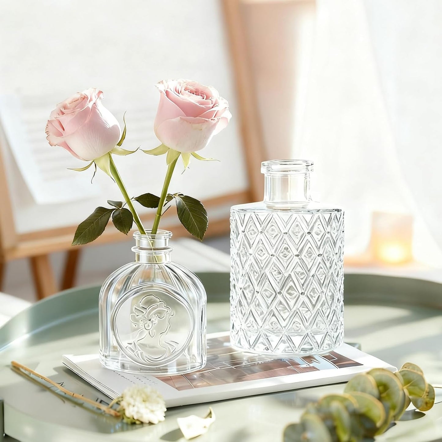 Small Mini Glass Vases for Centerpieces / Clear / Set of 12