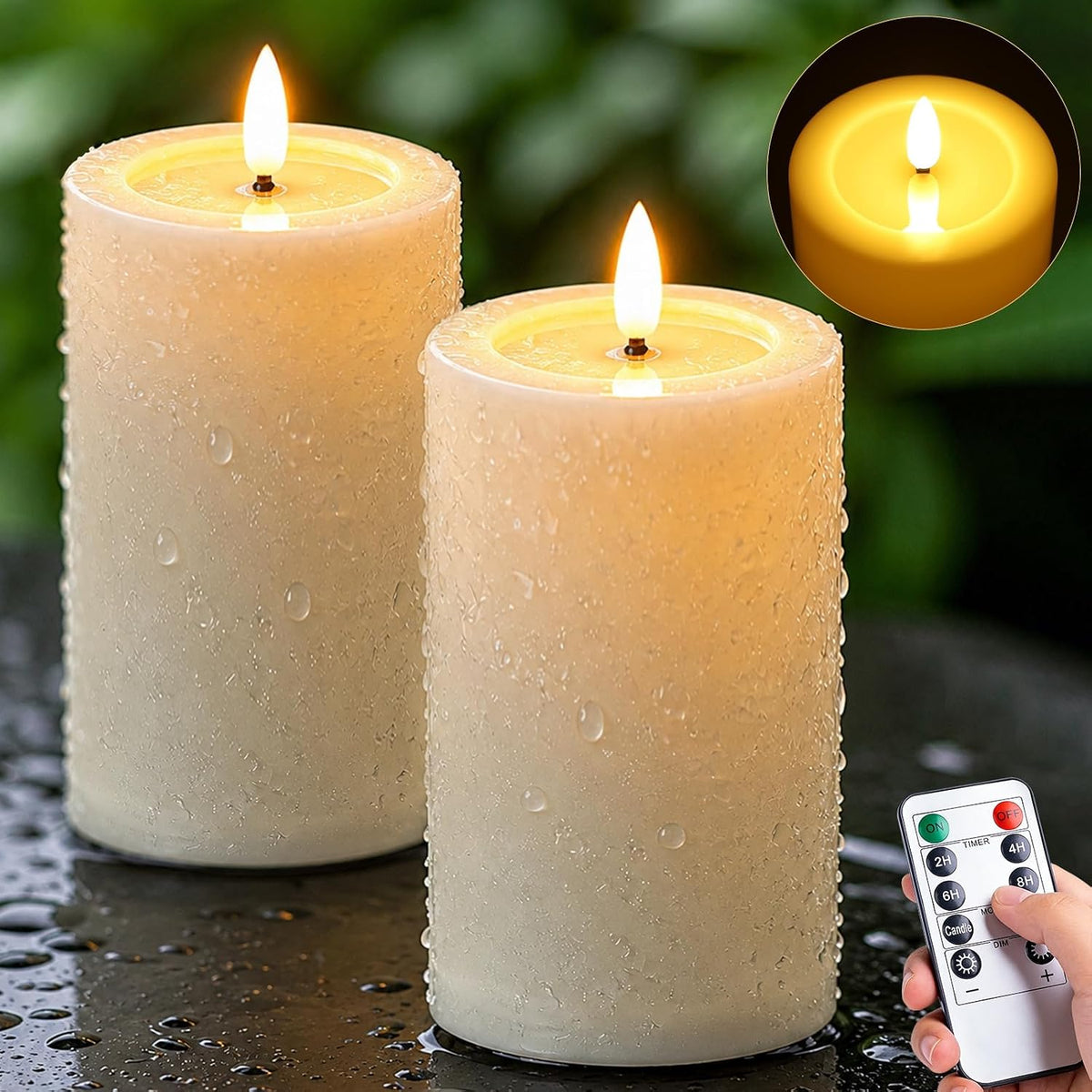 Luminara Flameless LED Battery Operated Flickering Pillar Moving Flame Candles (True Red, 3" x 4.5")