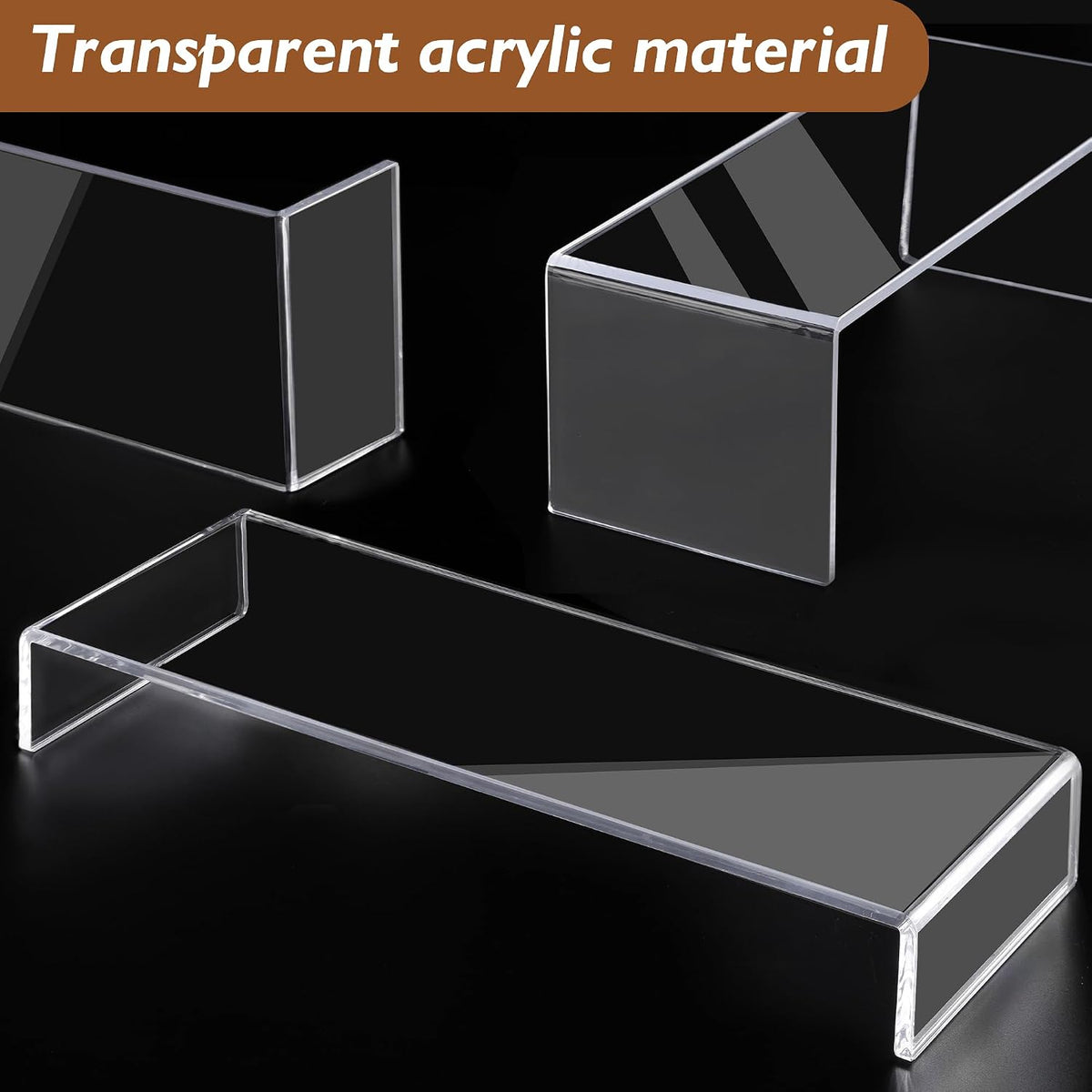 Aminigram Large Acrylic Display Risers, 2 Set - 10 Pack Collectibles Display Shelf, Acrylic Risers Display Stands for